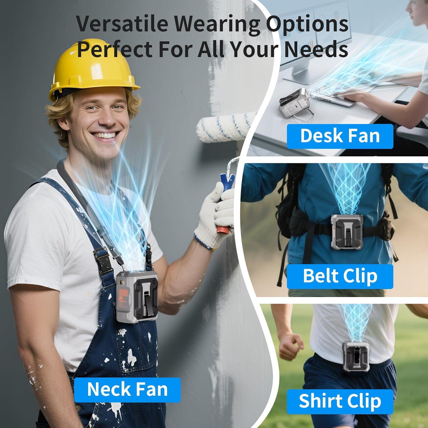 Ventilador Personal Portátil Clip de Cintura 10000mAh Gris