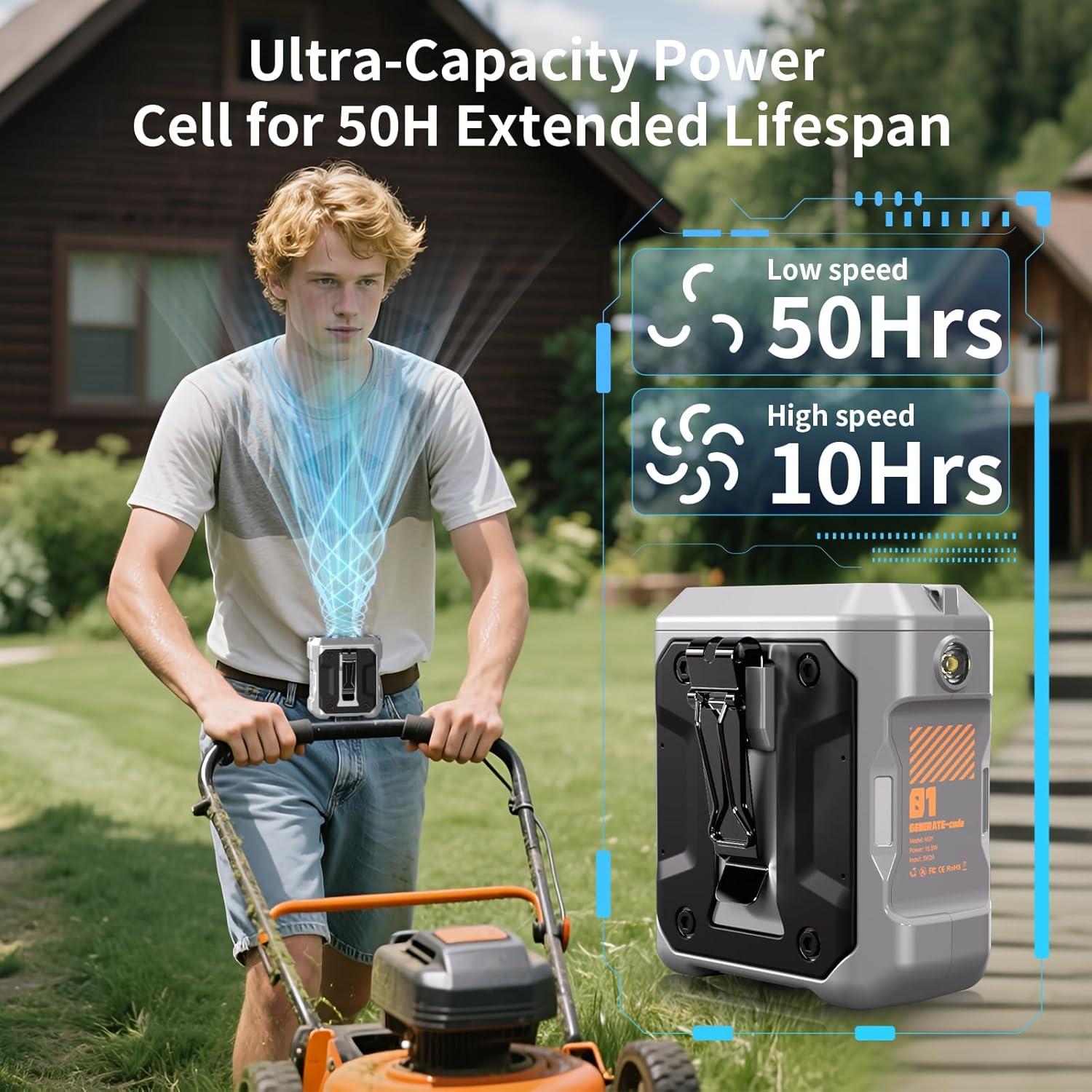 Ventilador Personal Portátil Clip de Cintura 10000mAh Gris