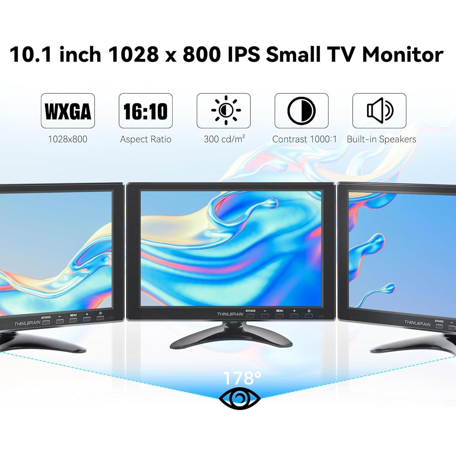 Monitor 10.1" Thinlerain IPS 1280x800 HDMI VGA USB Altavoces