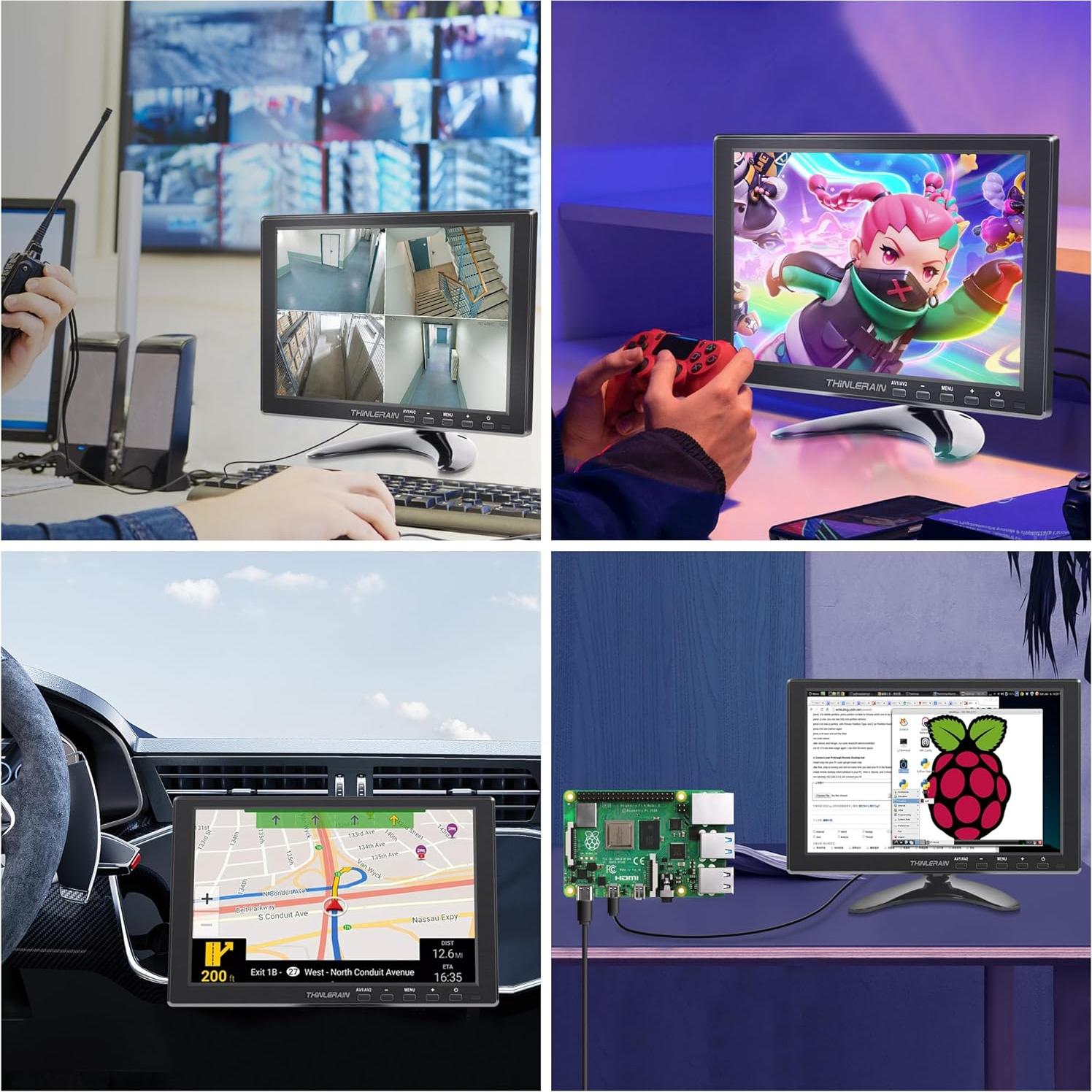 Monitor 10.1" Thinlerain IPS 1280x800 HDMI VGA USB Altavoces