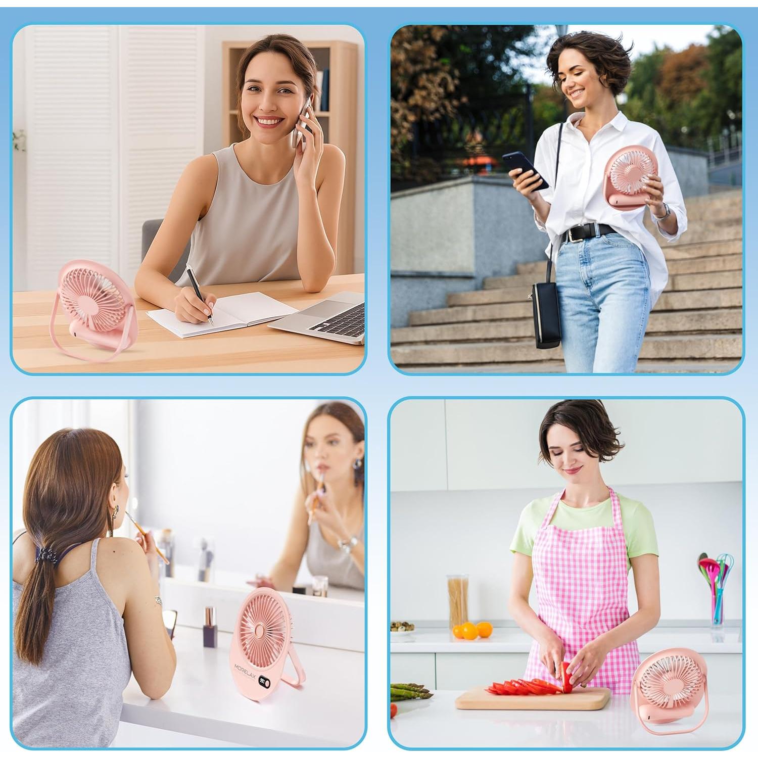 Ventilador de Escritorio USB Morelax Mini Rosa 6 Velocidades