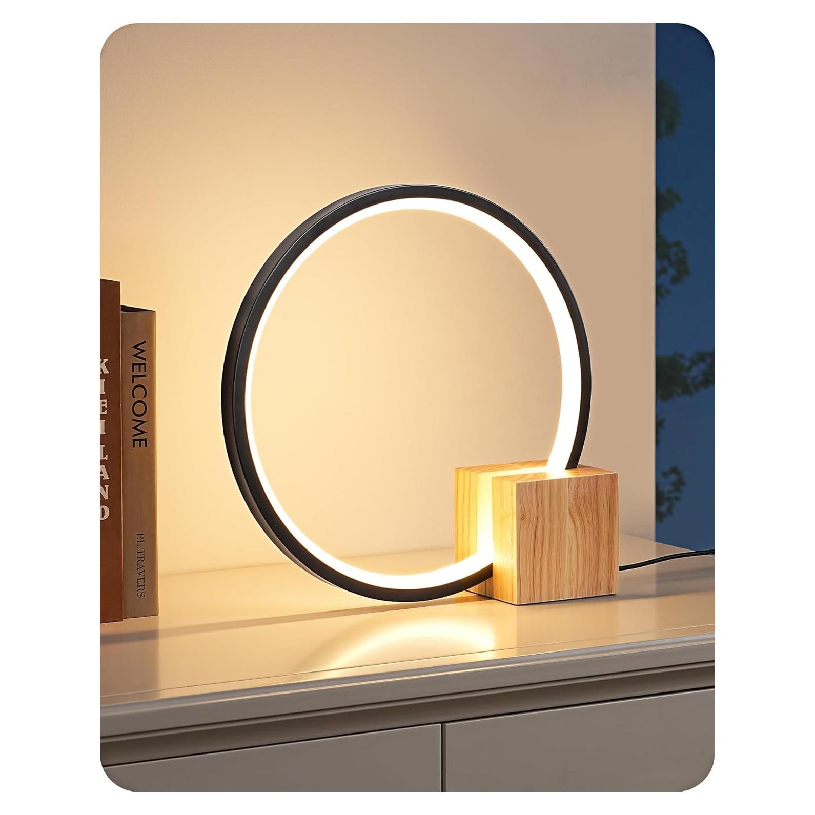 Lámpara de Mesa LED Edishine con Base de Madera 12W 540LM