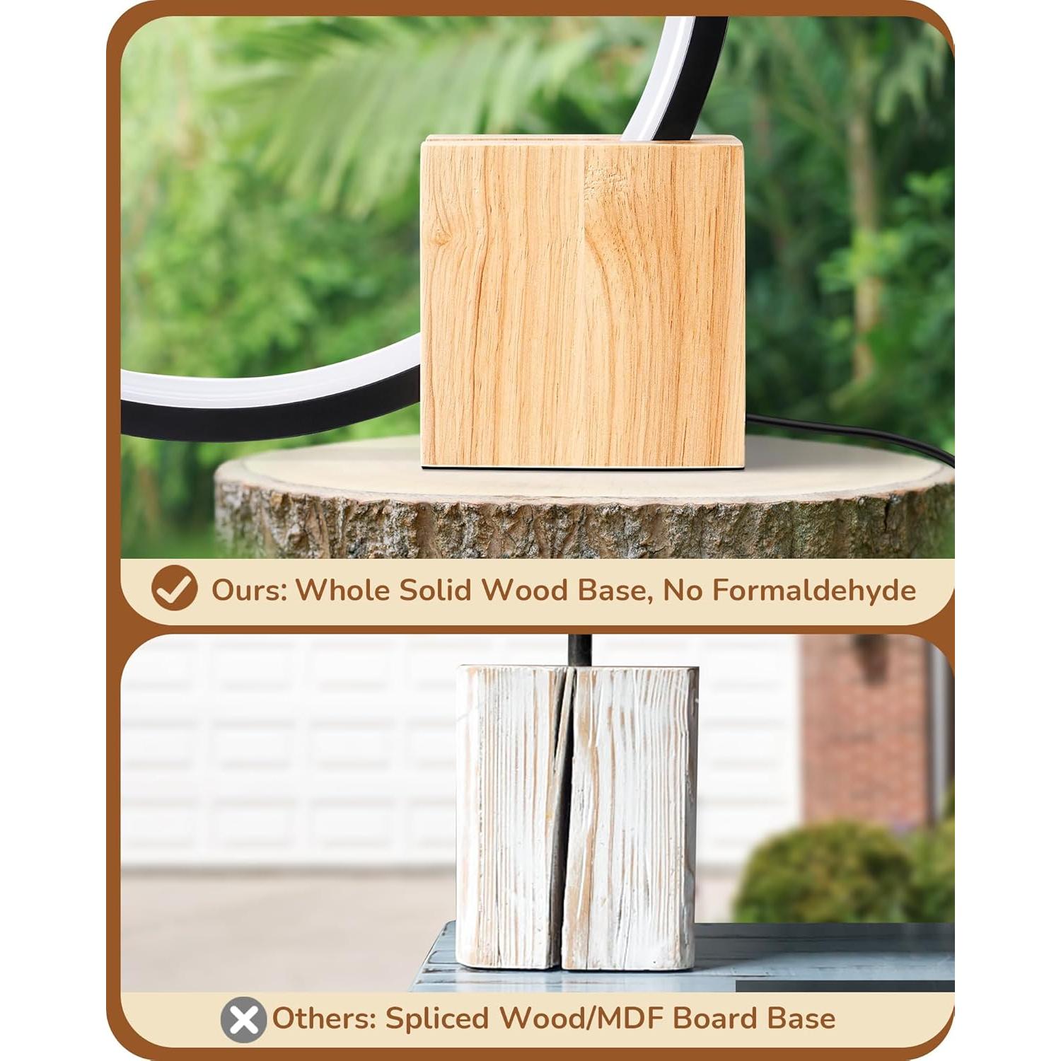 Lámpara de Mesa LED Edishine con Base de Madera 12W 540LM