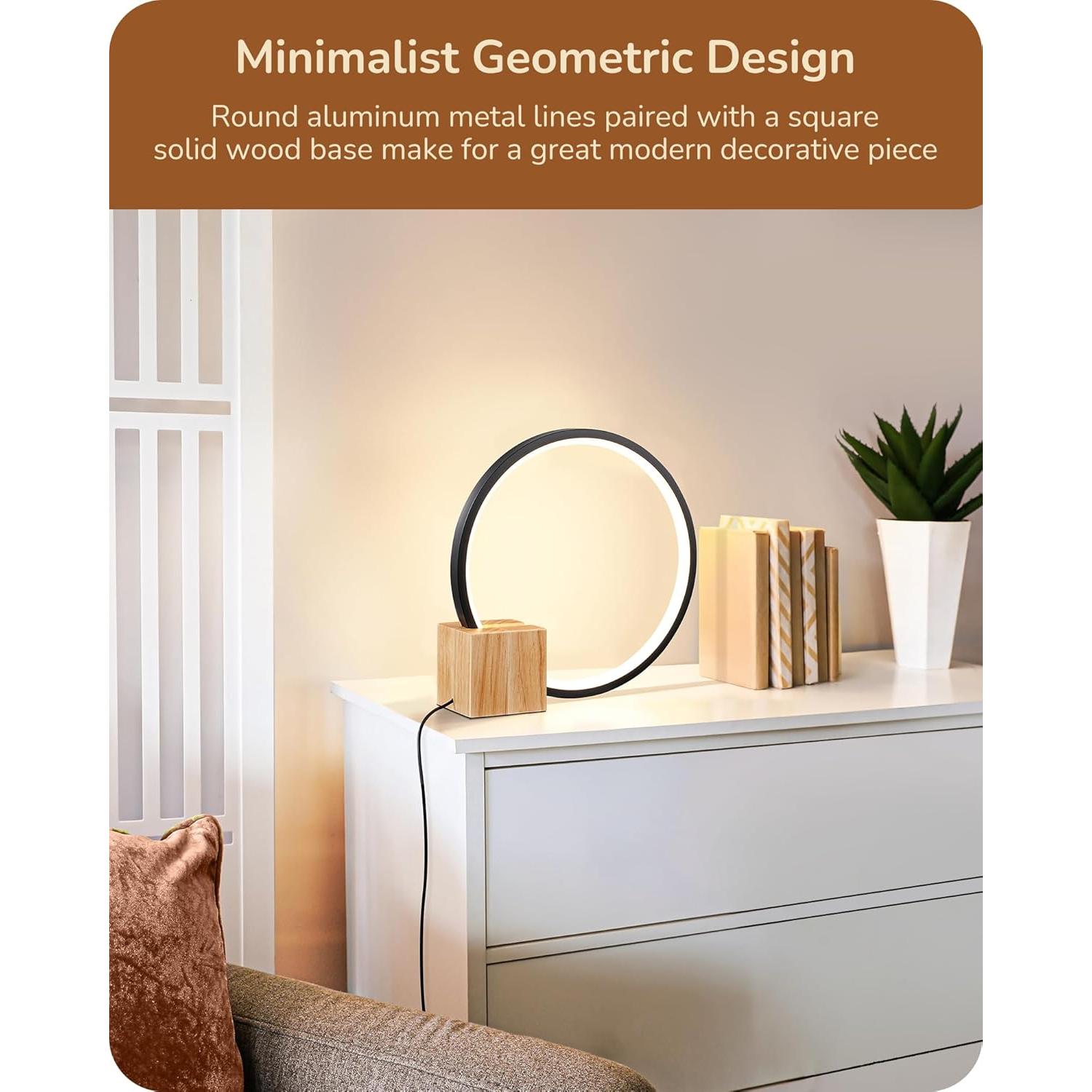 Lámpara de Mesa LED Edishine con Base de Madera 12W 540LM