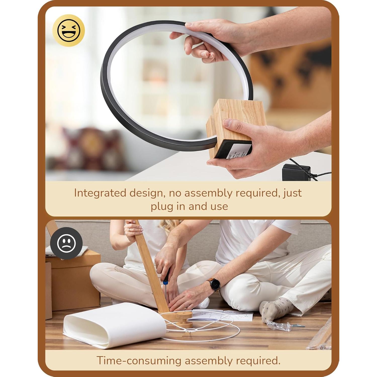 Lámpara de Mesa LED Edishine con Base de Madera 12W 540LM