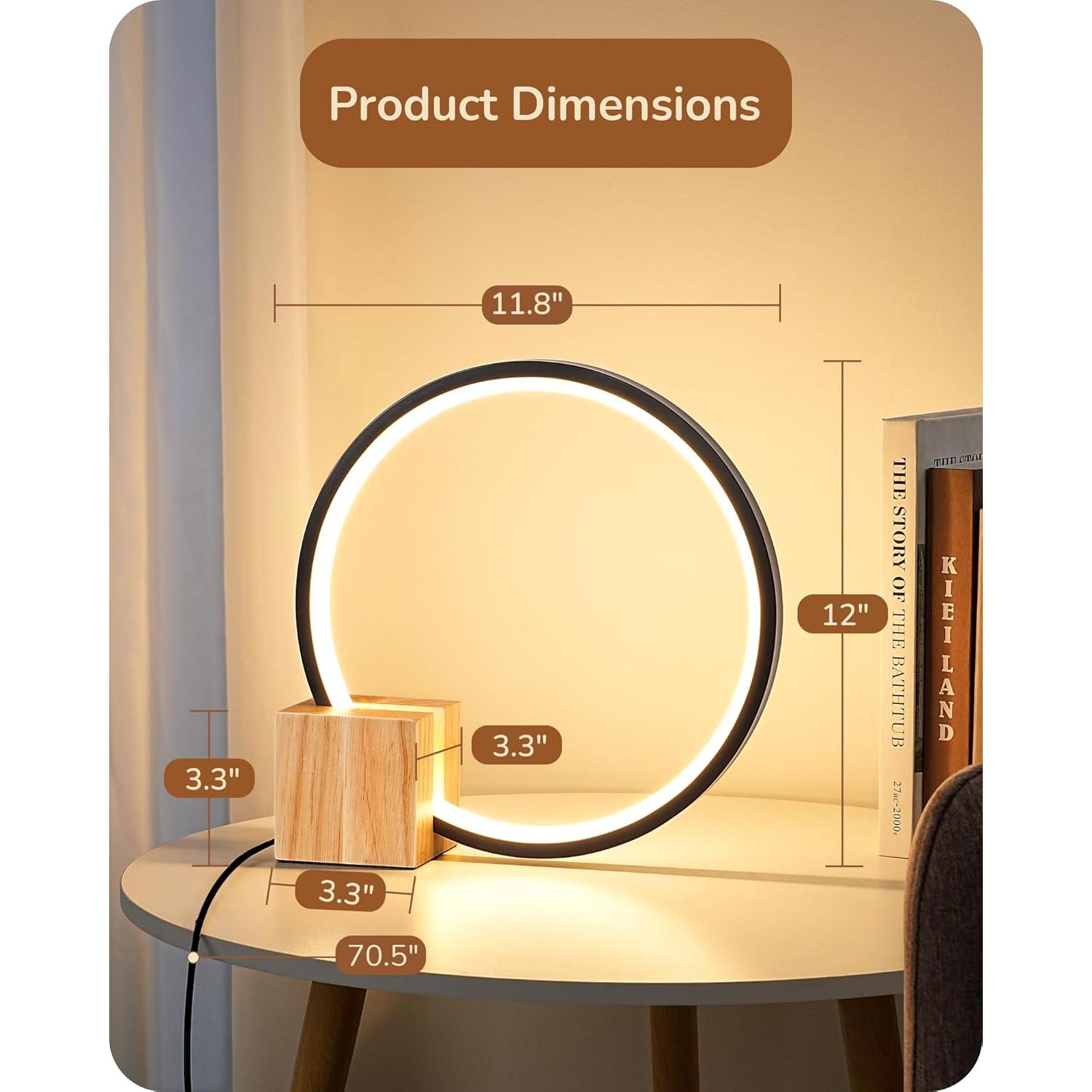 Lámpara de Mesa LED Edishine con Base de Madera 12W 540LM