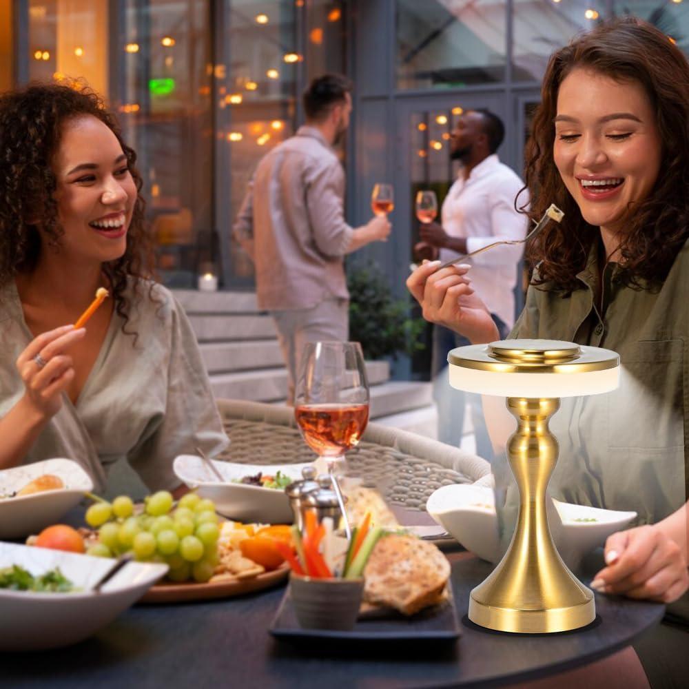 Lámpara de Mesa LED Portátil Oro - Control Táctil 3 Colores