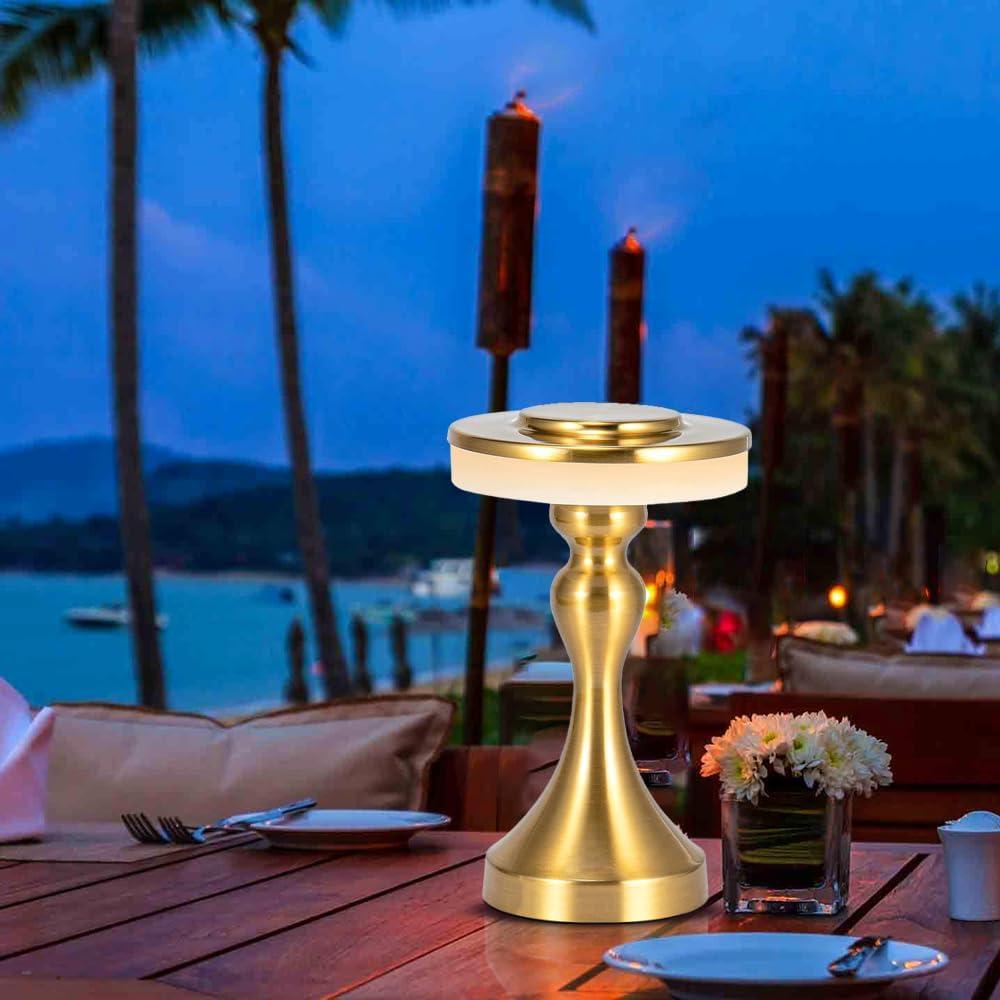 Lámpara de Mesa LED Portátil Oro - Control Táctil 3 Colores