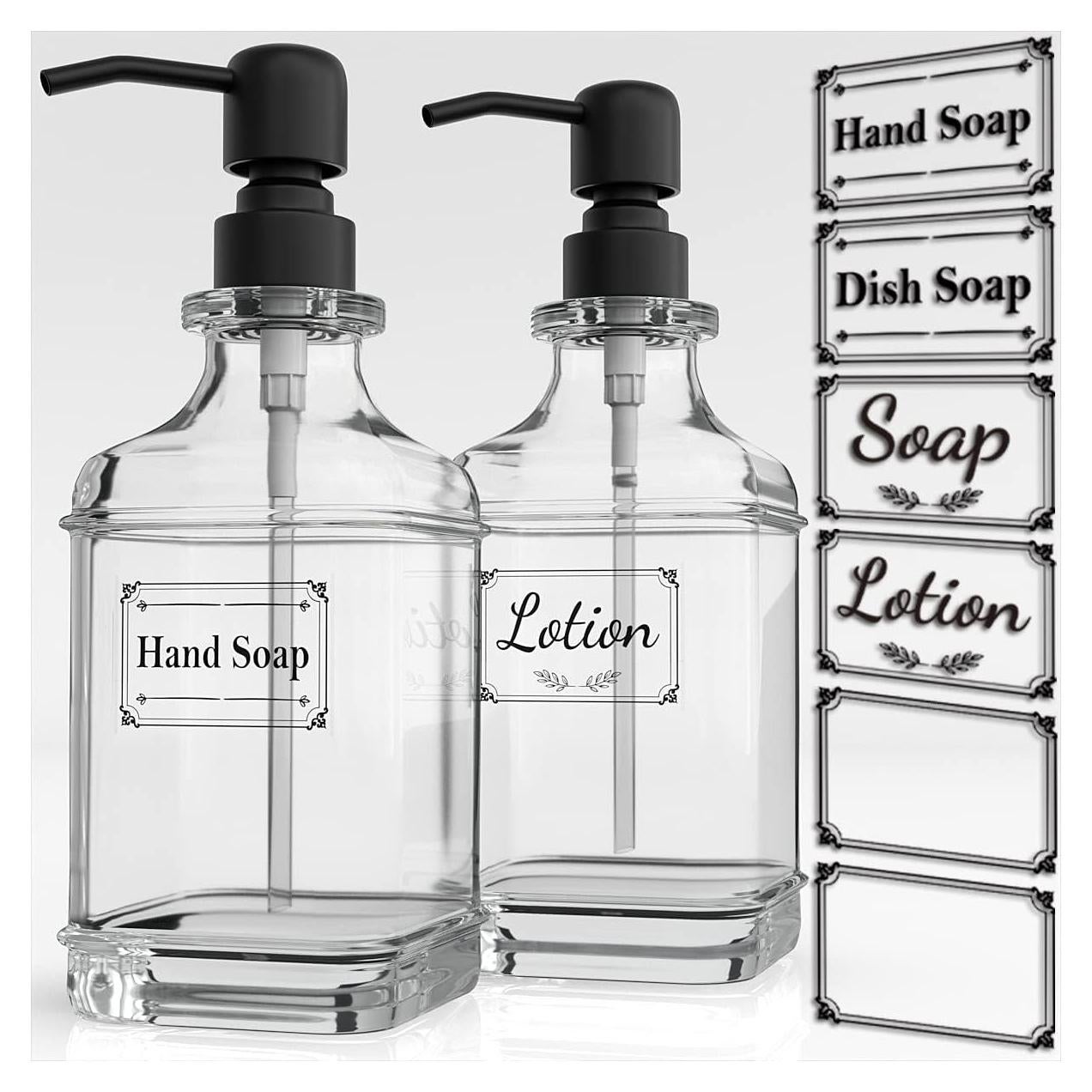 Dispensador de Jabón de Vidrio GLADPURE 2 Pack 532ml Negro