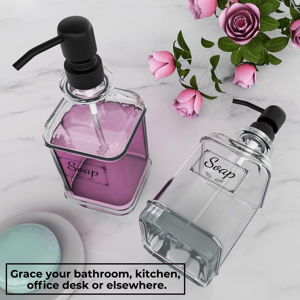 Dispensador de Jabón de Vidrio GLADPURE 2 Pack 532ml Negro