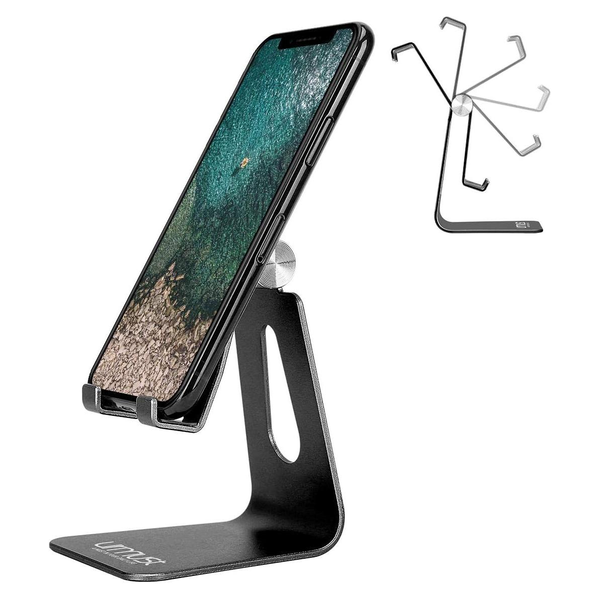 Soporte Ajustable para Teléfono Urmust Negro - Compatible con iPhone y Android