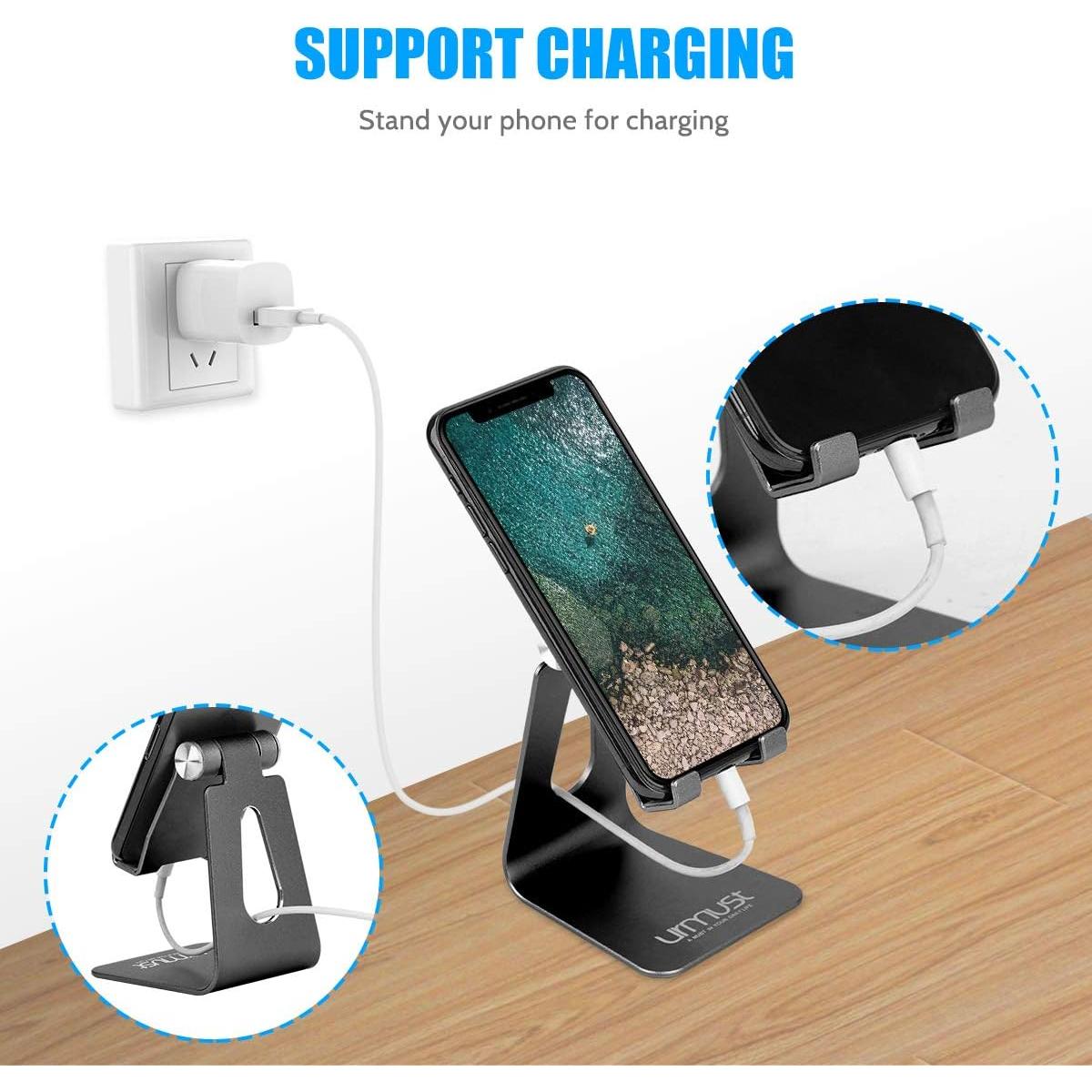 Soporte Ajustable para Teléfono Urmust Negro - Compatible con iPhone y Android