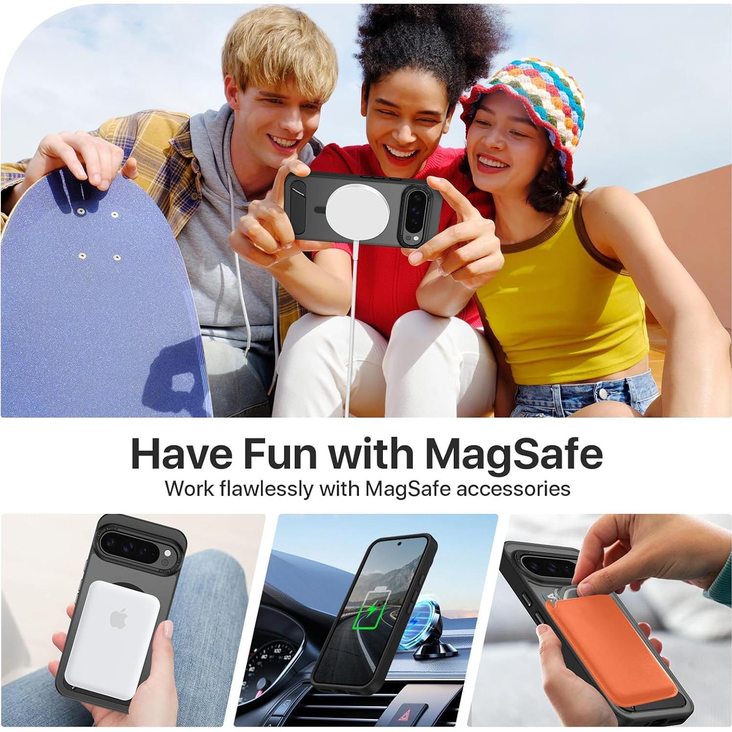 Funda Magnética Telaso para Google Pixel 9 Pro XL, TPU Negro