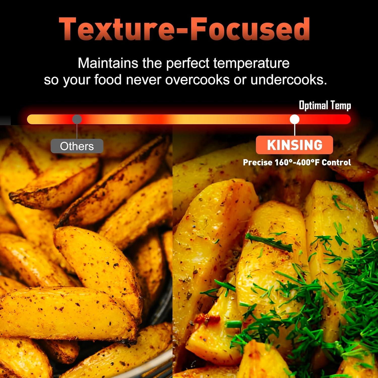 Freidora de Aire KINSING 7.5L Acero Inoxidable 8-en-1