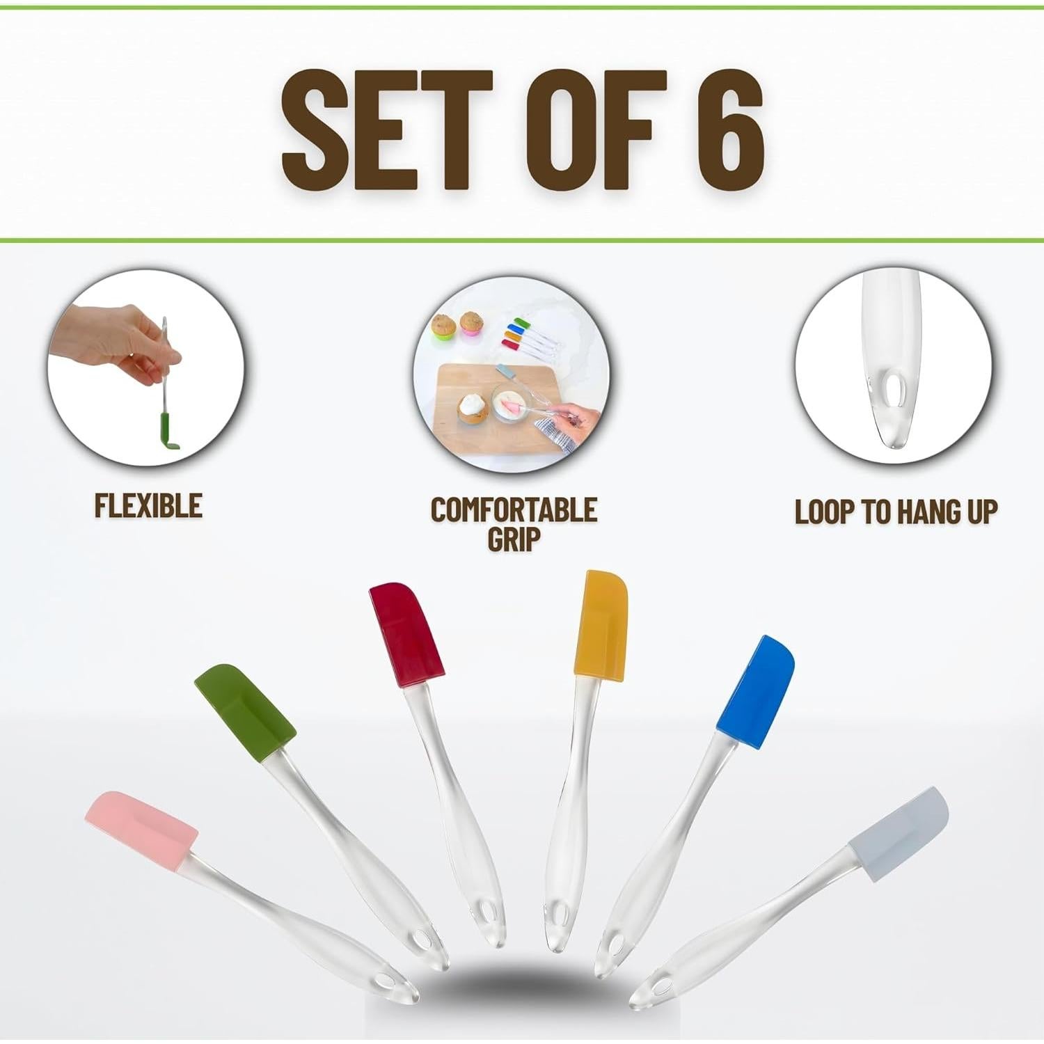 Set de 6 Espátulas de Silicona Evelots para Cocina - Resistentes al Calor