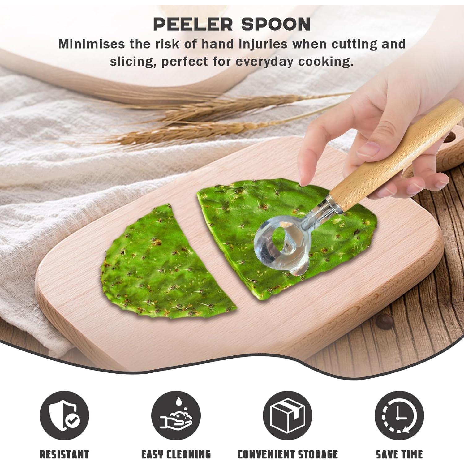 Pelador de Cactus Wshxjzyay con Cuchara de Acero Inoxidable