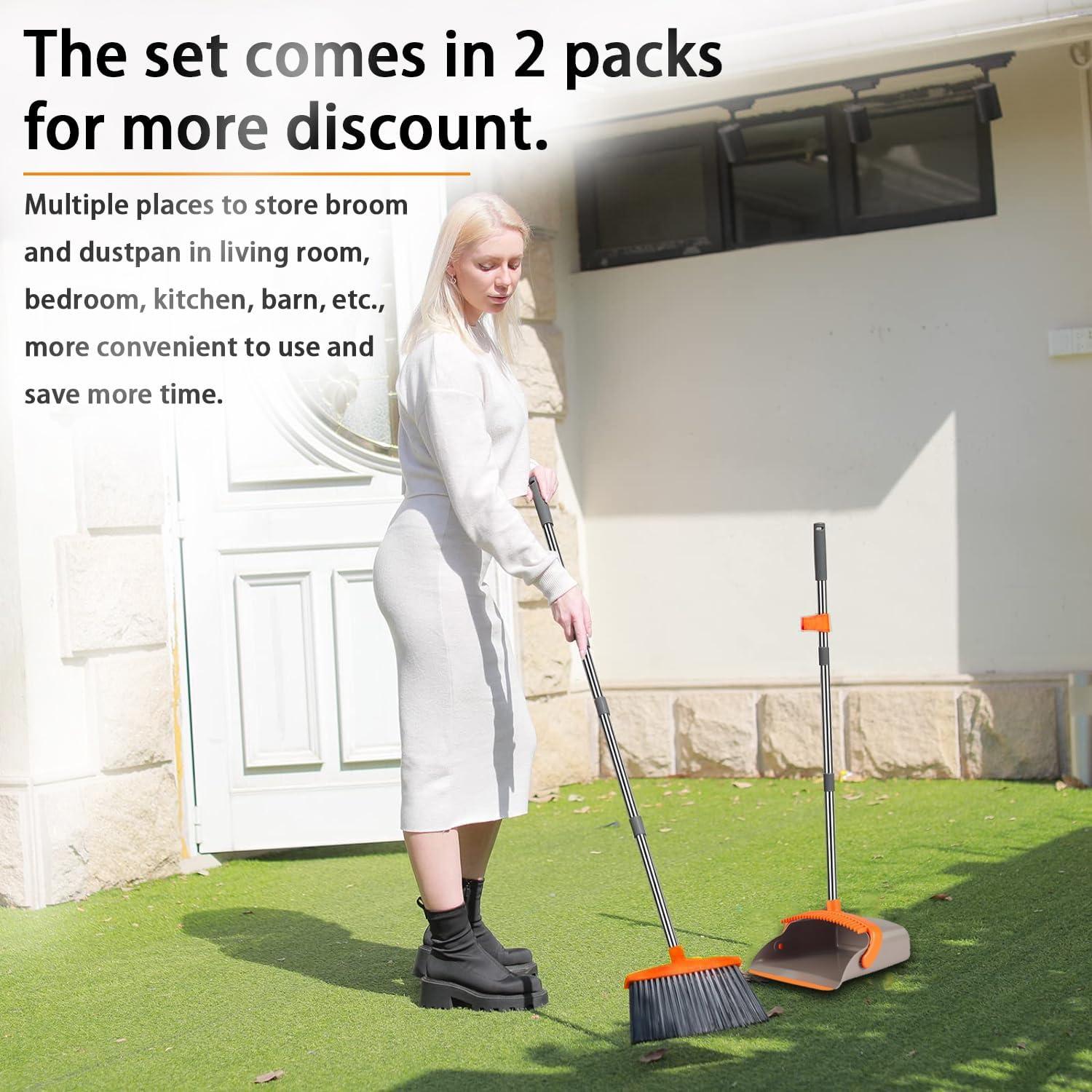 Escoba Vertical Mejorada DJDTDTY con Recogedor 2 Piezas 132 cm