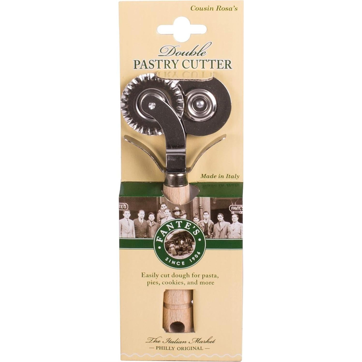 Cortador de Ravioli Doble Fante's, Acero Inoxidable y Madera