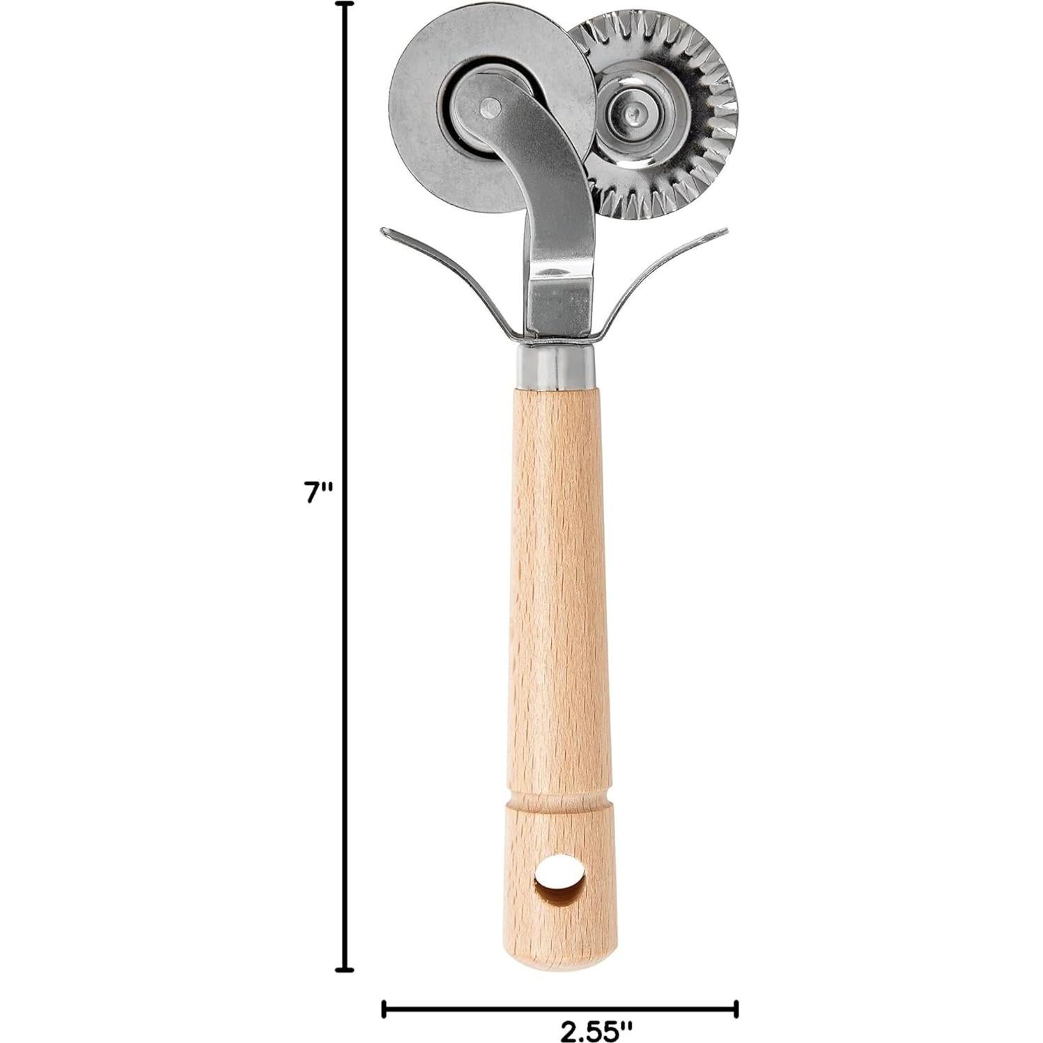 Cortador de Ravioli Doble Fante's, Acero Inoxidable y Madera