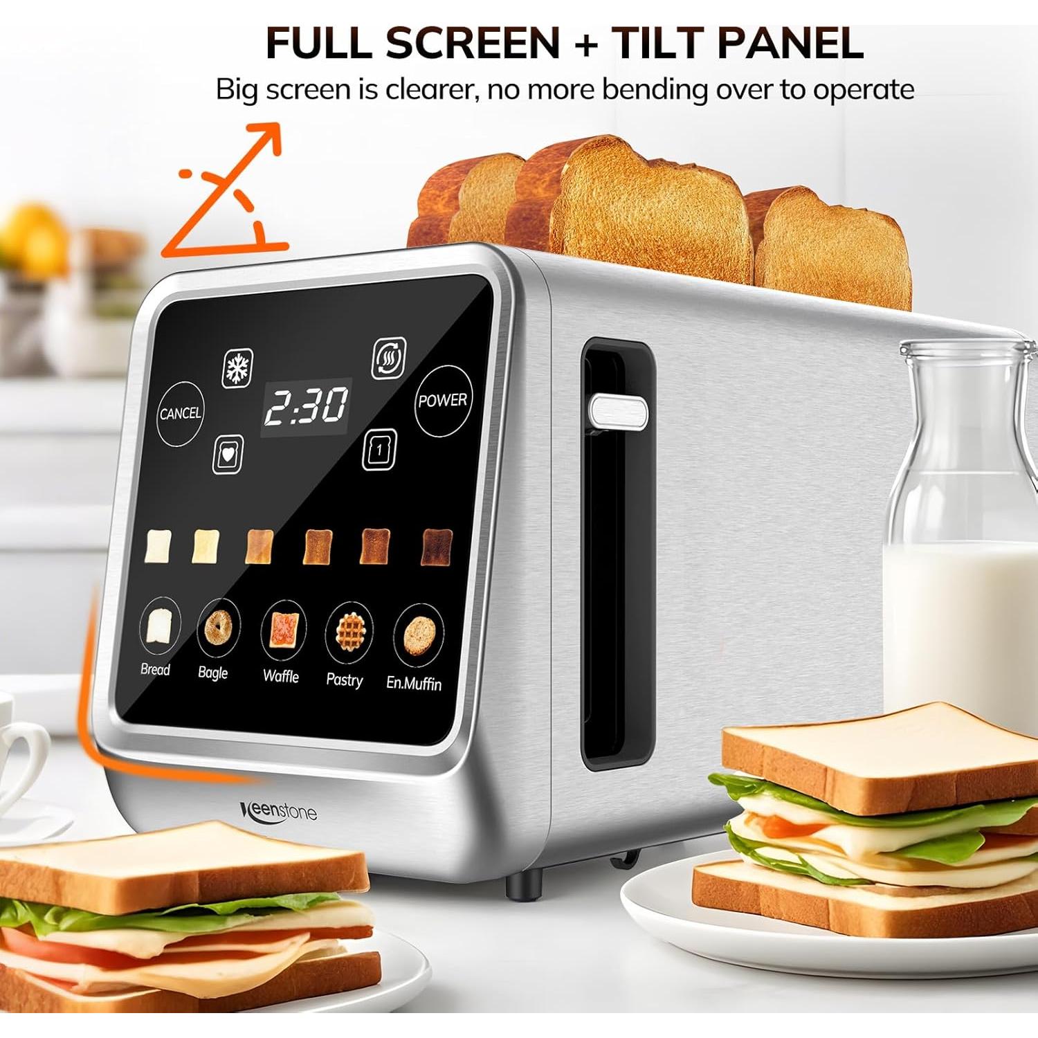 Tostadora Keenstone 4 Rebanadas Acero Inoxidable Digital