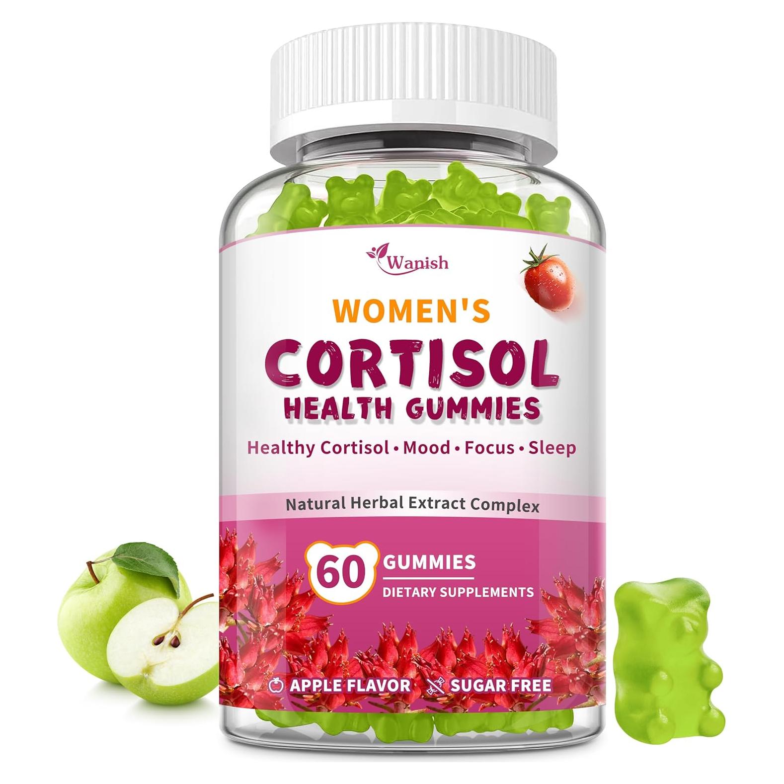 Gomitas de Cortisol Wanish para Mujeres, 60 Unidades Sabor Manzana