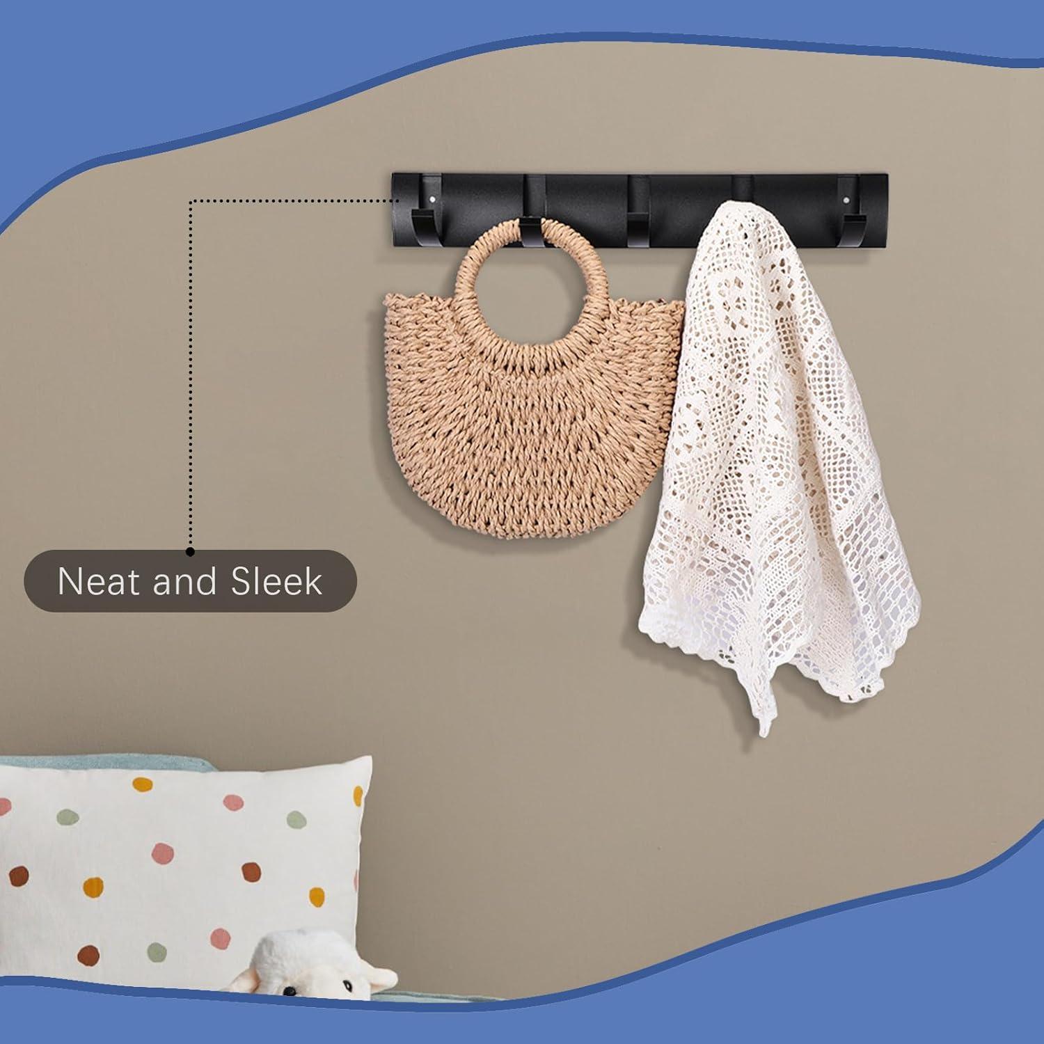 Perchero de Pared Wesiti 2 Pack Aluminio Negro 10 Ganchos