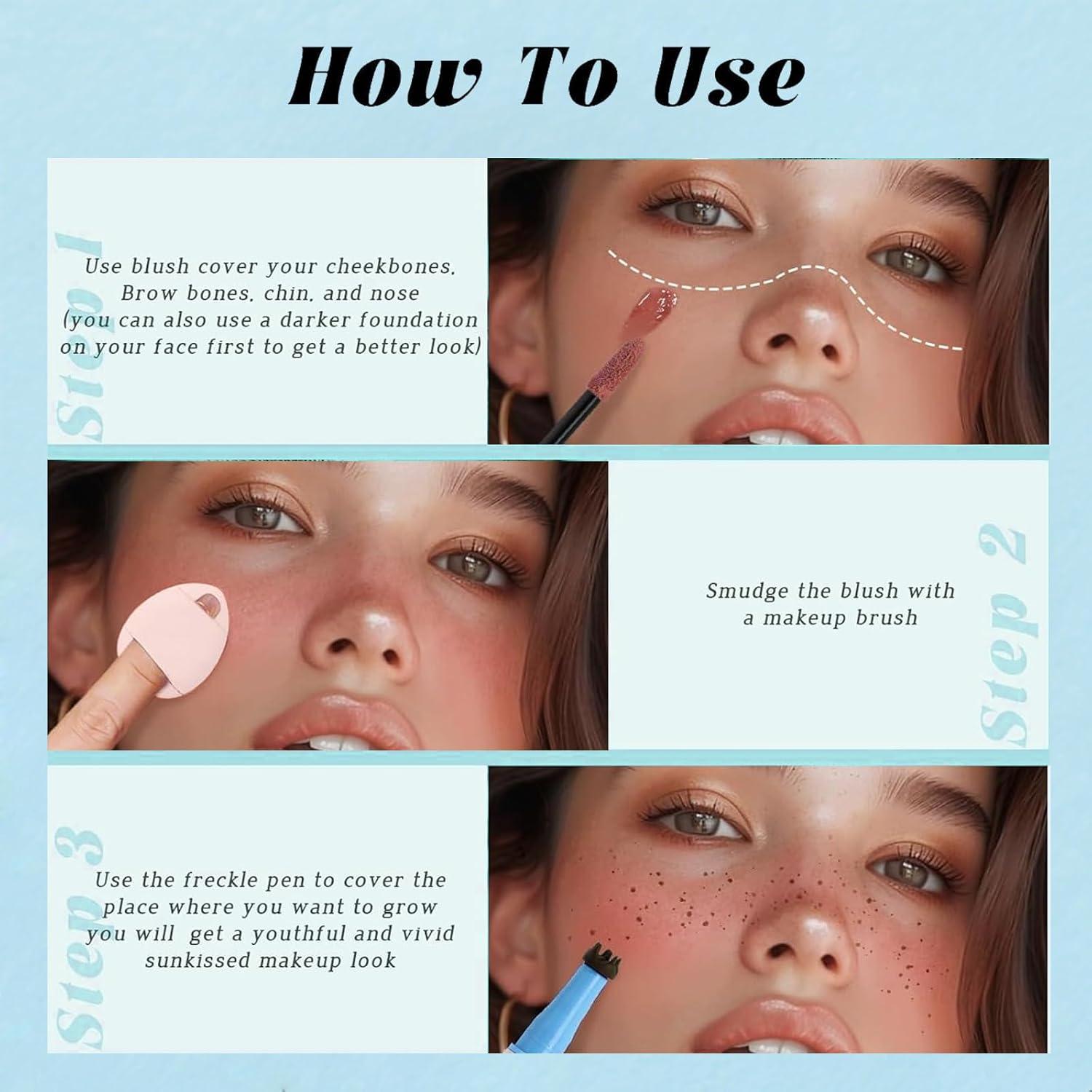 Bolígrafo 2 en 1 Rubor y Sello de Pecas Firstfly - Naranja Coral