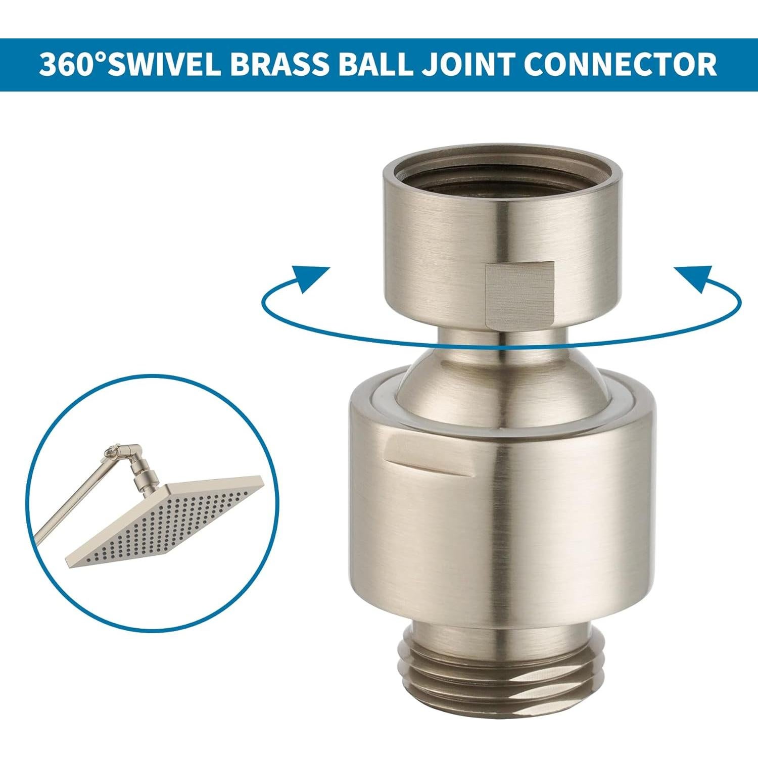 Adaptador de Cabezal de Ducha Hibbent de Latón con Junta Giratoria