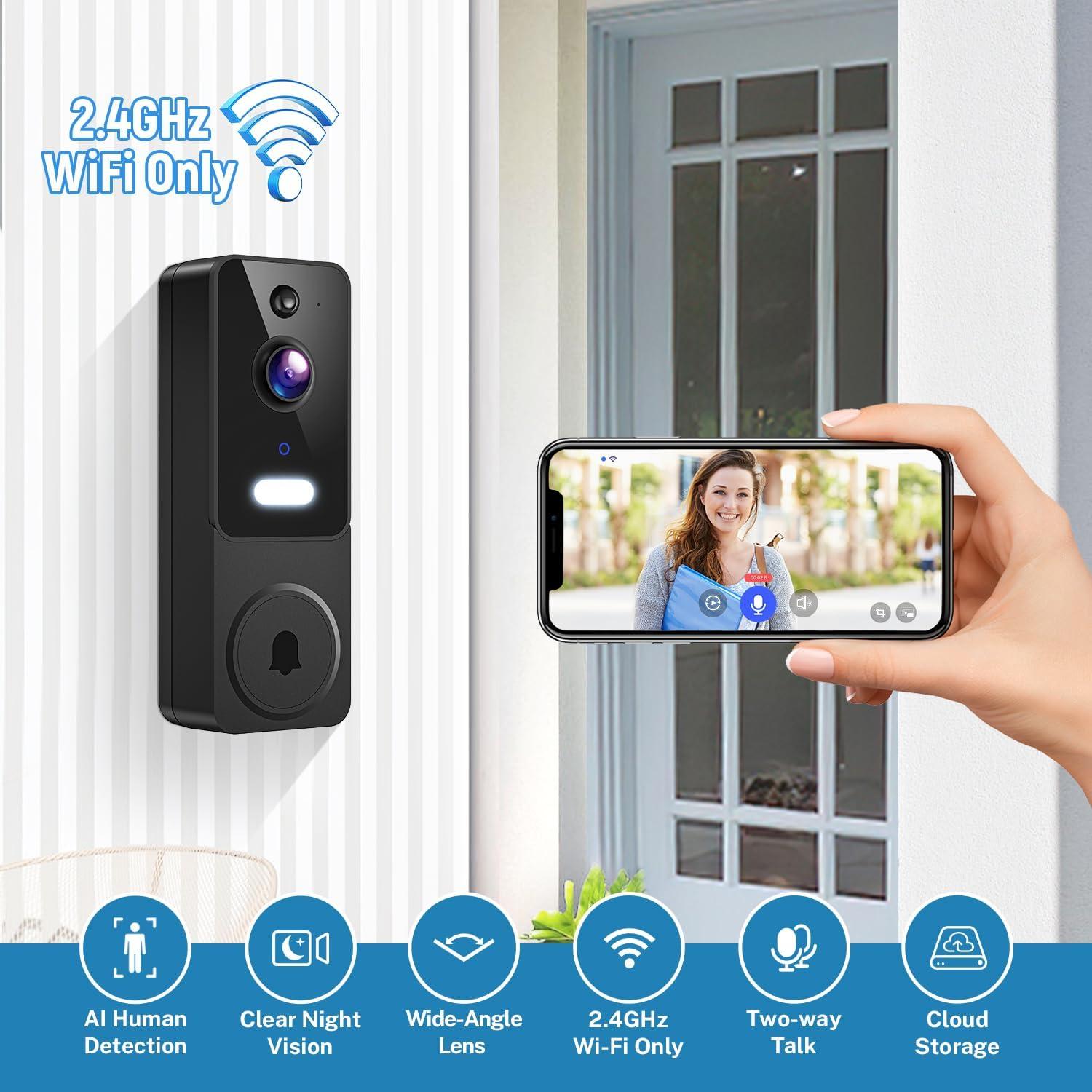 Timbre de Video Inalámbrico MeshSear P80 con Visión Nocturna