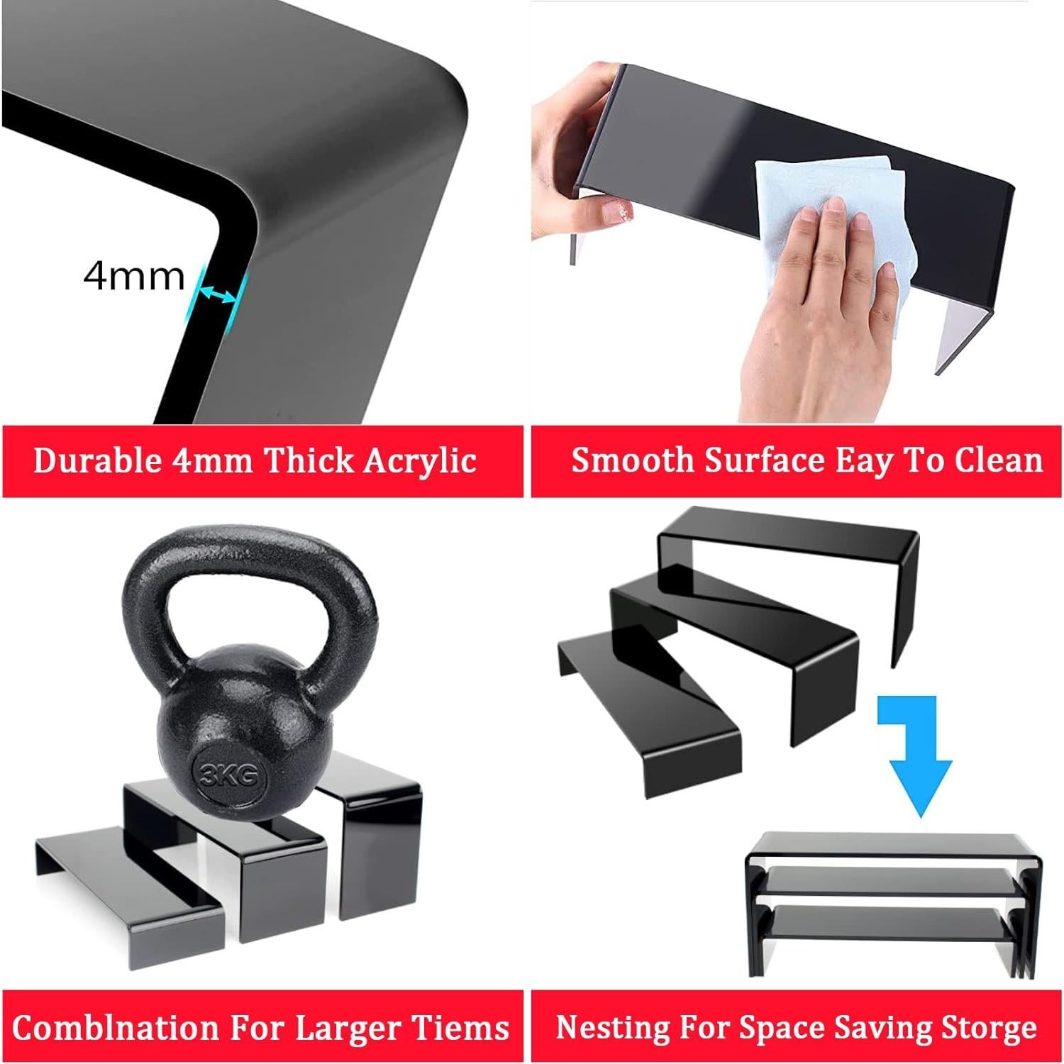 Soportes Acrílicos Negros WEITELAI para Exhibición 3 Pcs