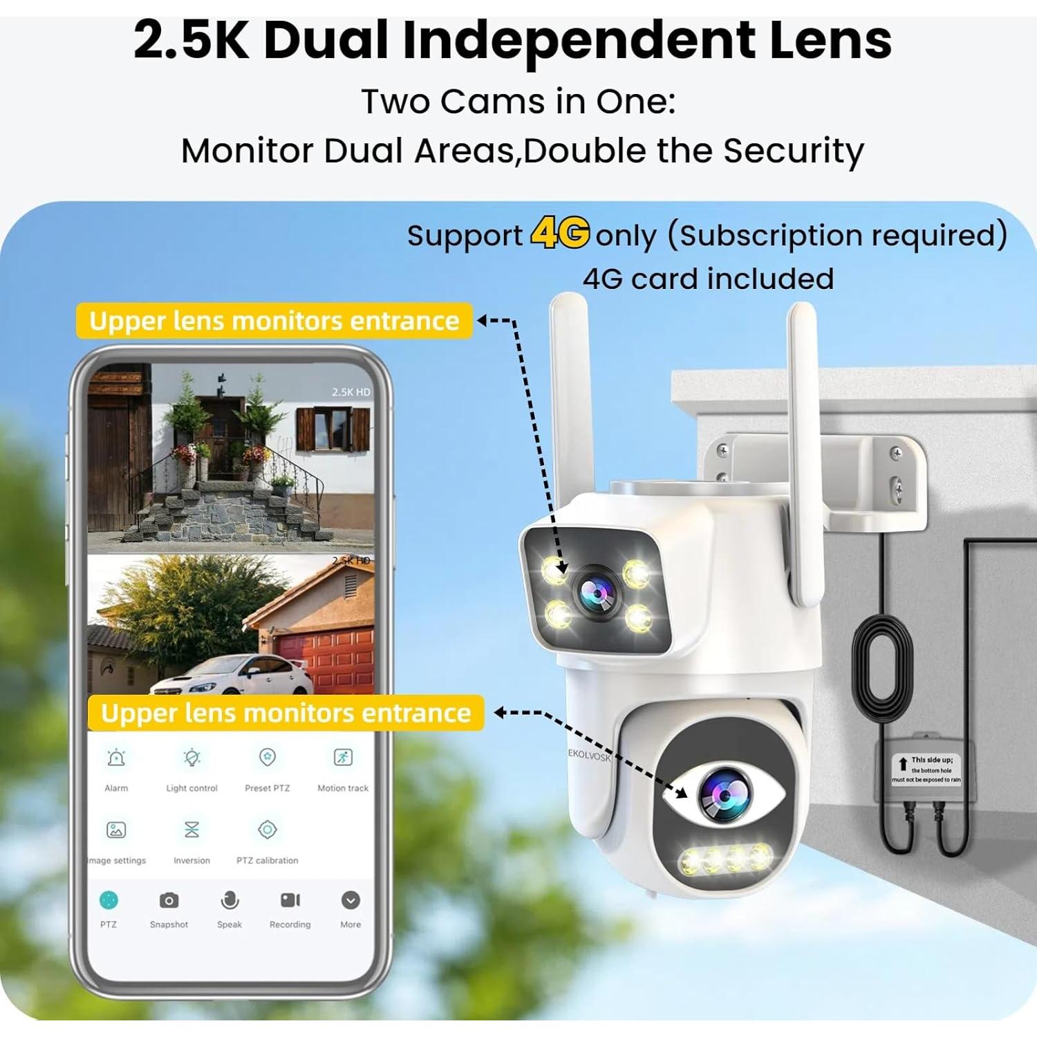 Cámara de Seguridad 4G EKOLVOSK QC6 con Visión Nocturna