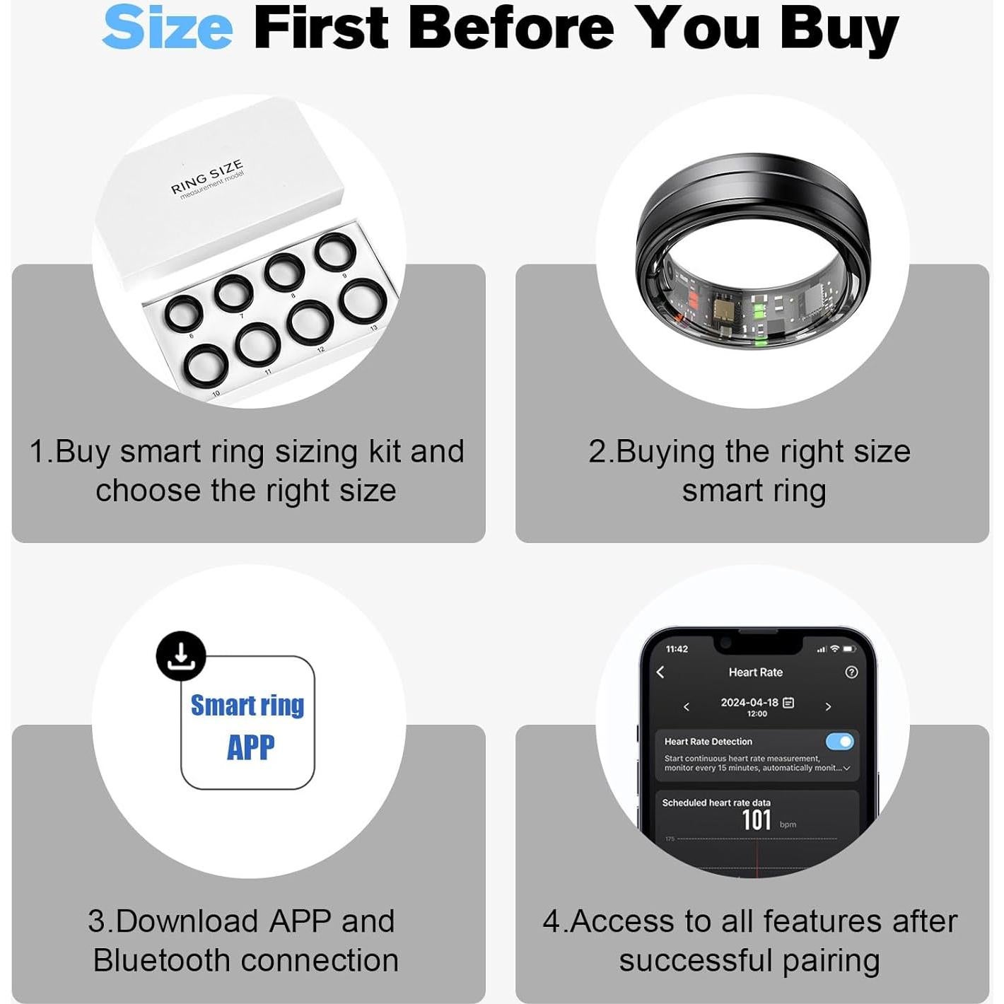 Anillo Inteligente MagLoop R06 para Salud y Fitness - Gris 8