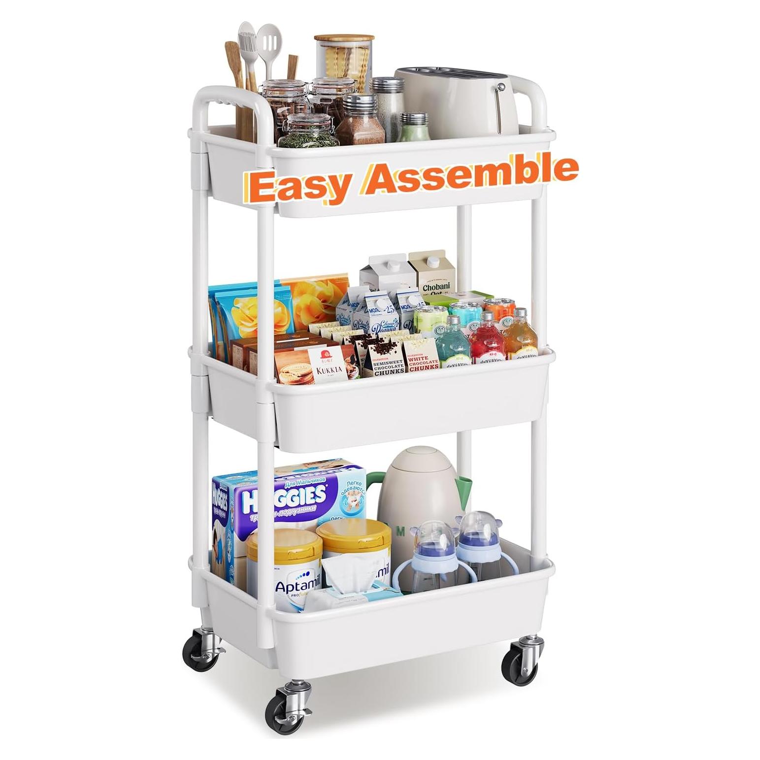 Carro Rodante de Plástico Blanco 3 Niveles WBKATN