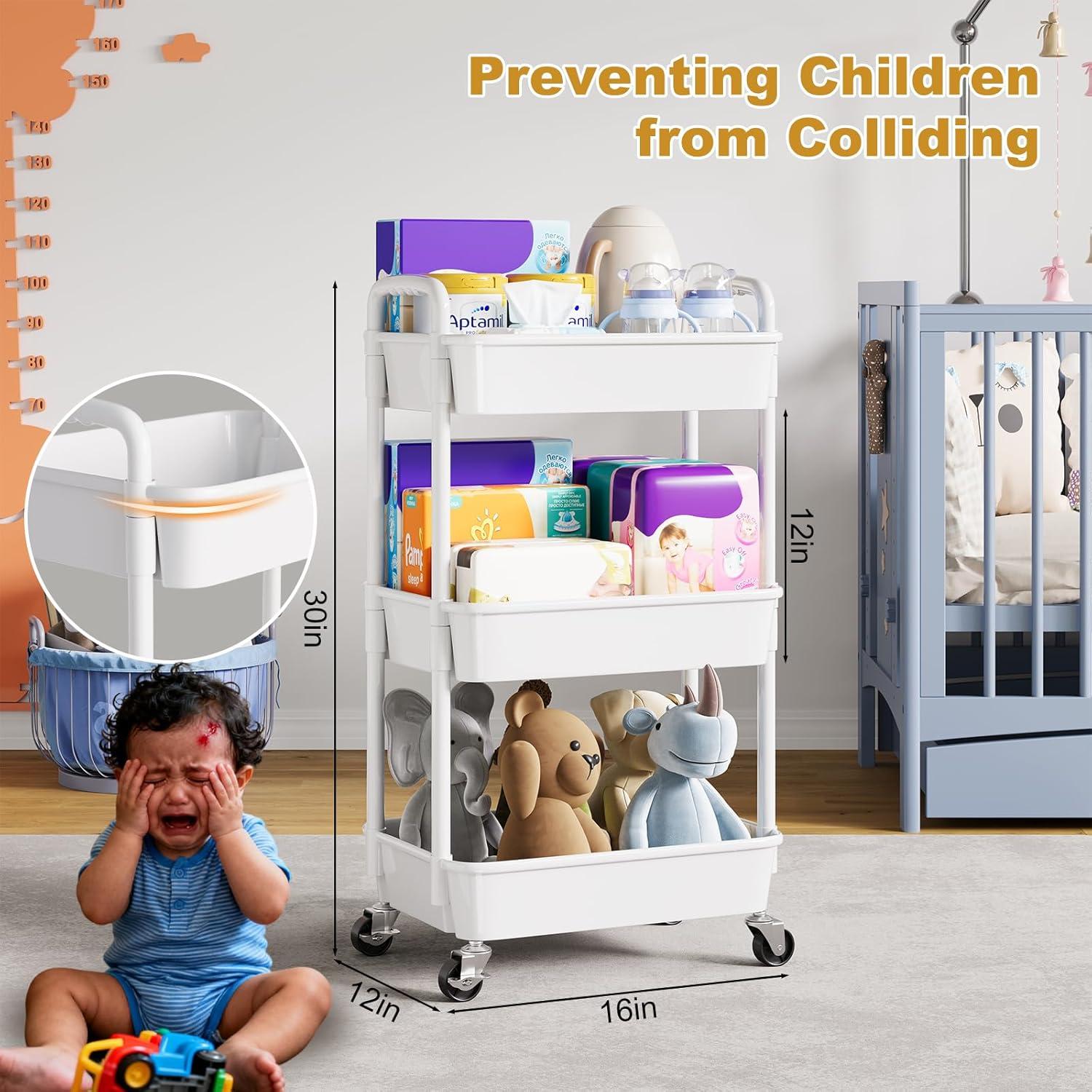 Carro Rodante de Plástico Blanco 3 Niveles WBKATN