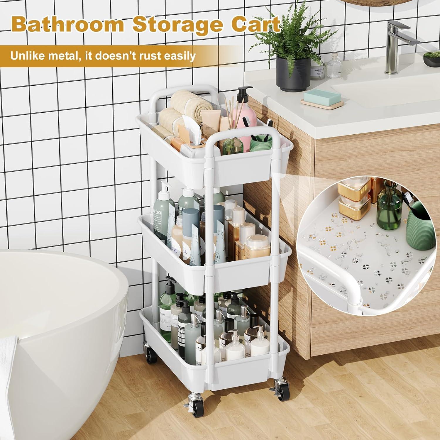 Carro Rodante de Plástico Blanco 3 Niveles WBKATN