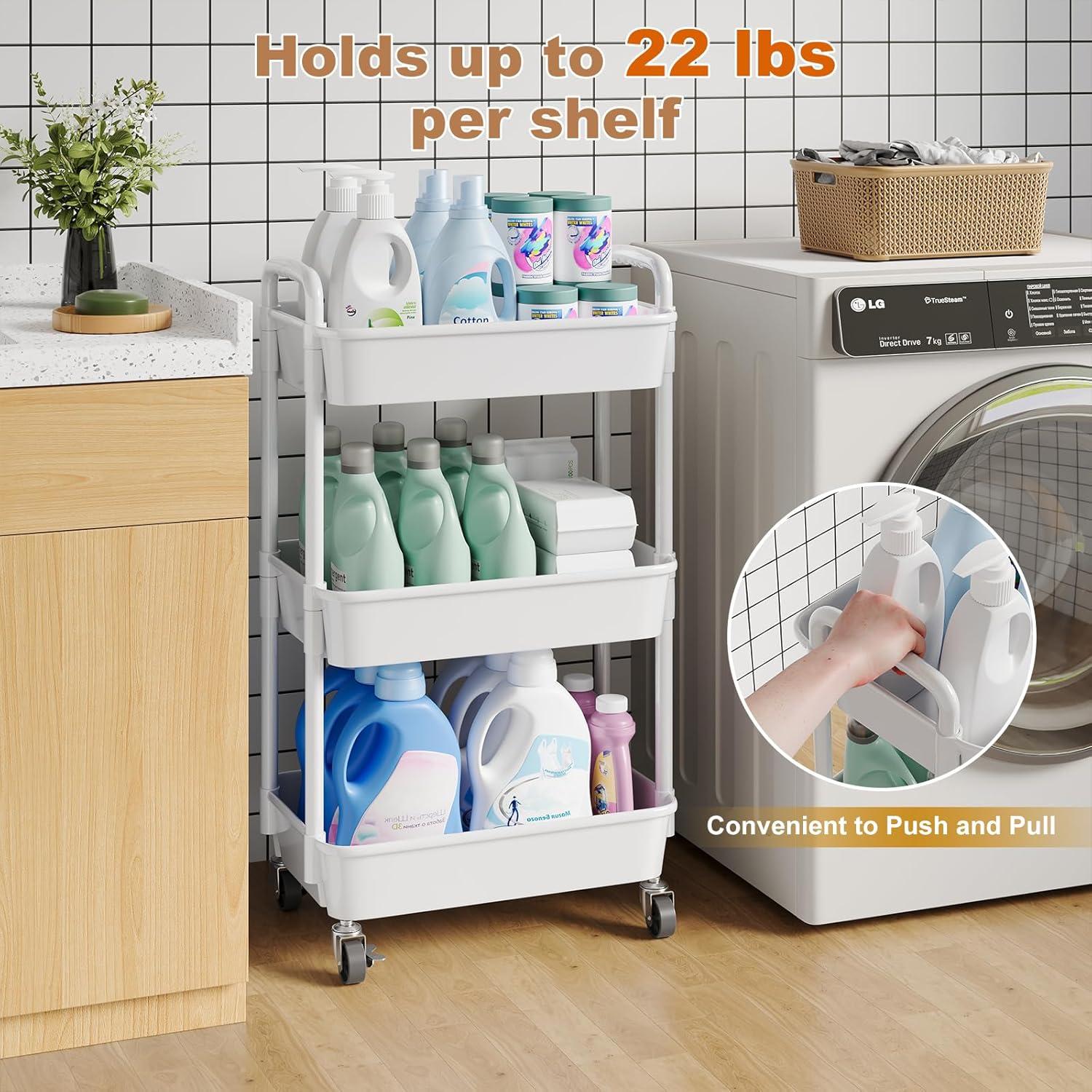 Carro Rodante de Plástico Blanco 3 Niveles WBKATN