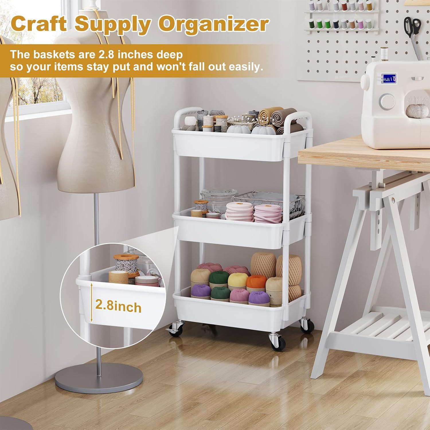 Carro Rodante de Plástico Blanco 3 Niveles WBKATN