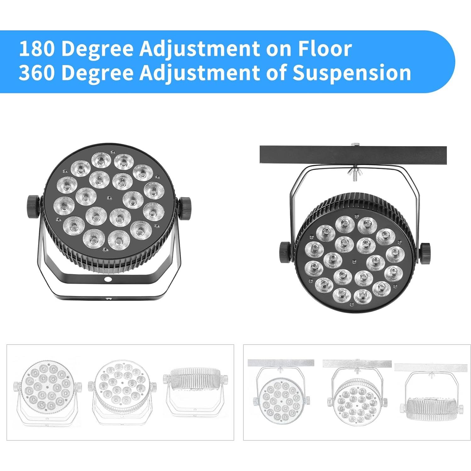 Luz Par LED Bigsnail 18x18W RGBWAUV DMX512 para eventos