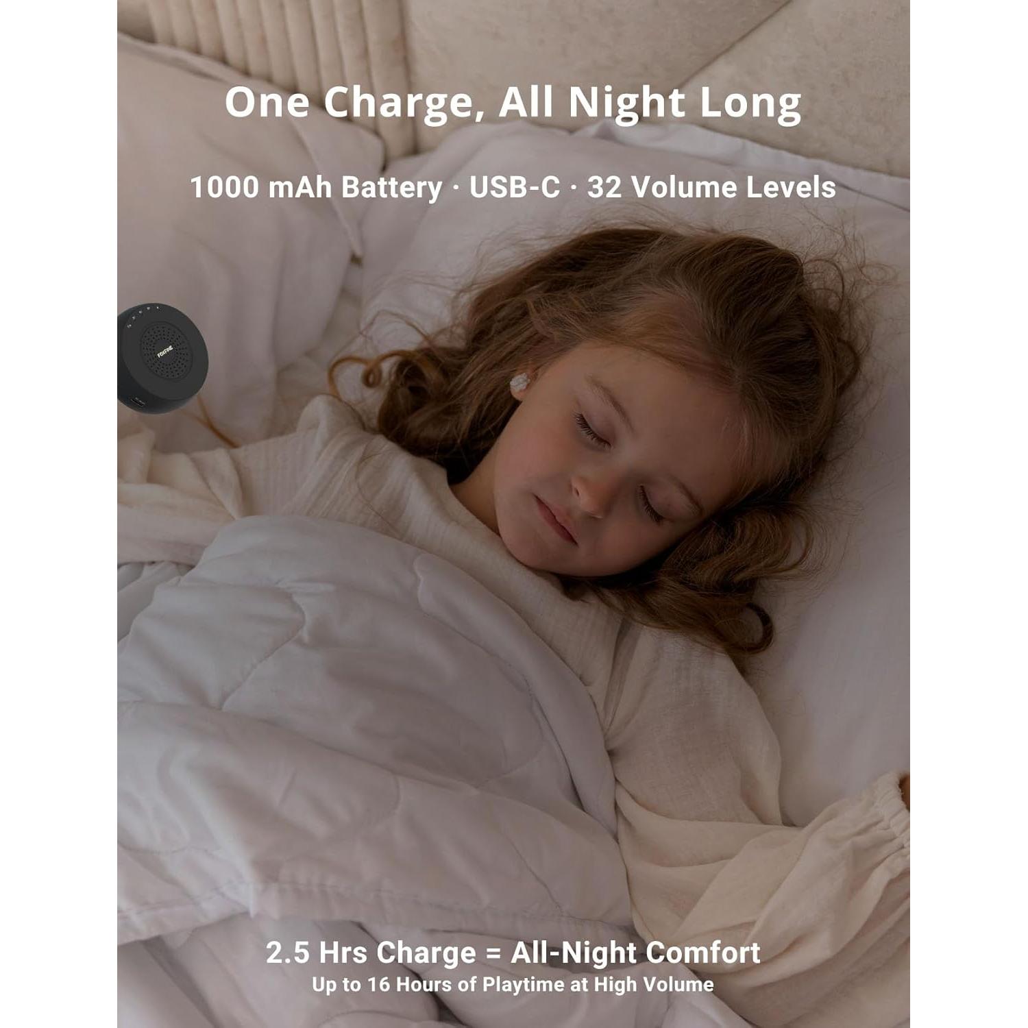 Máquina de Ruido Blanco Portátil FOXFINE Mini - 36 Sonidos, Luz, Temporizador