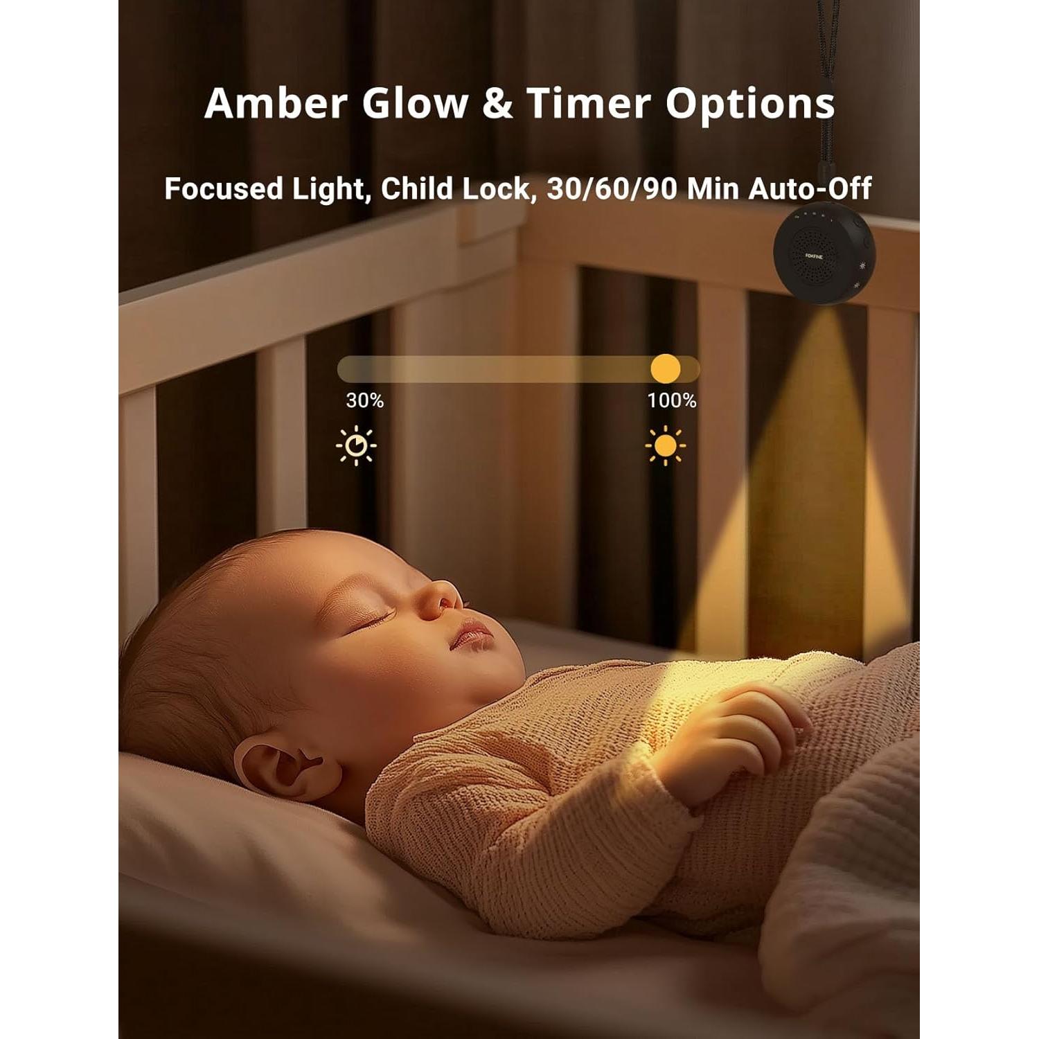 Máquina de Ruido Blanco Portátil FOXFINE Mini - 36 Sonidos, Luz, Temporizador