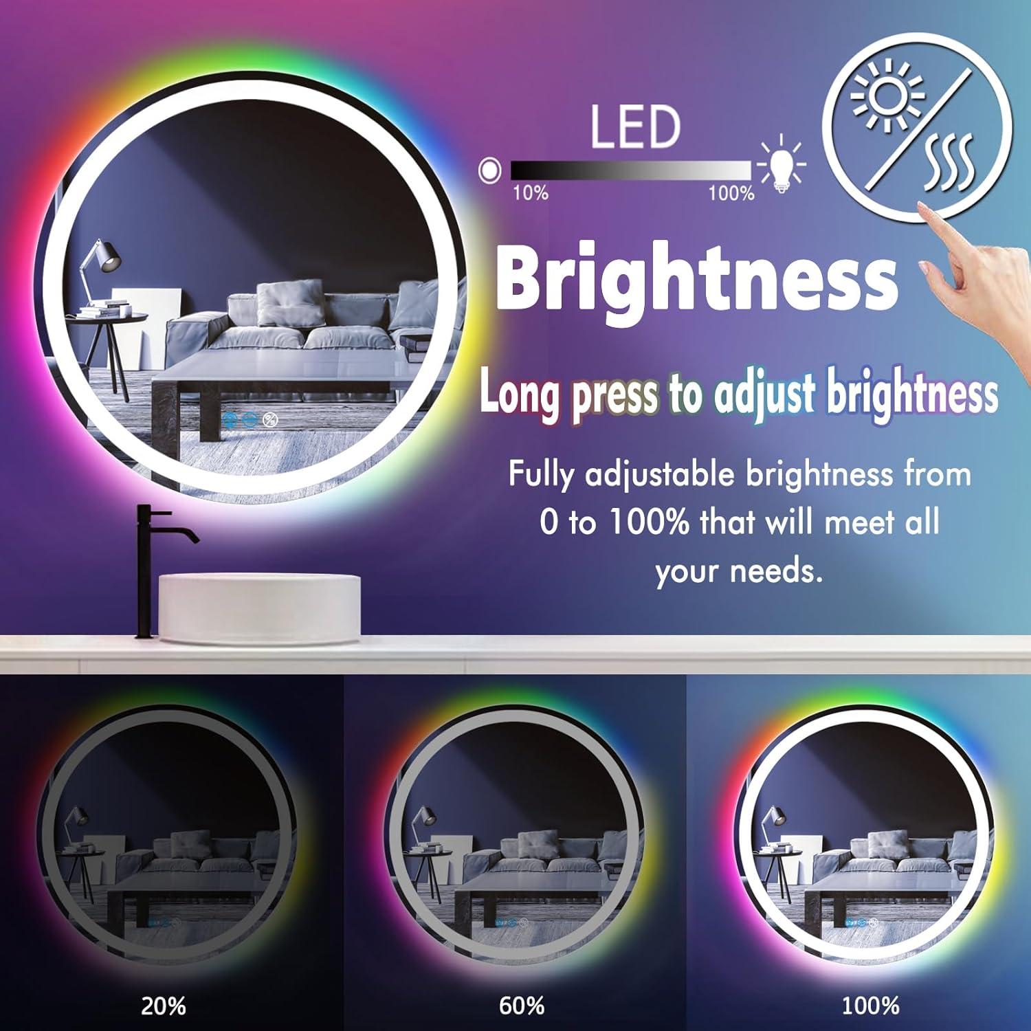 Espejo de Baño LED ARUMMA 76 cm Redondo con Luz RGB