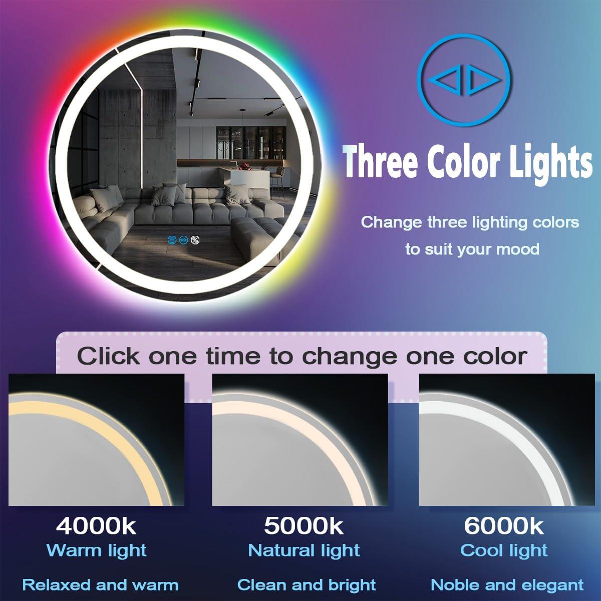 Espejo de Baño LED ARUMMA 76 cm Redondo con Luz RGB