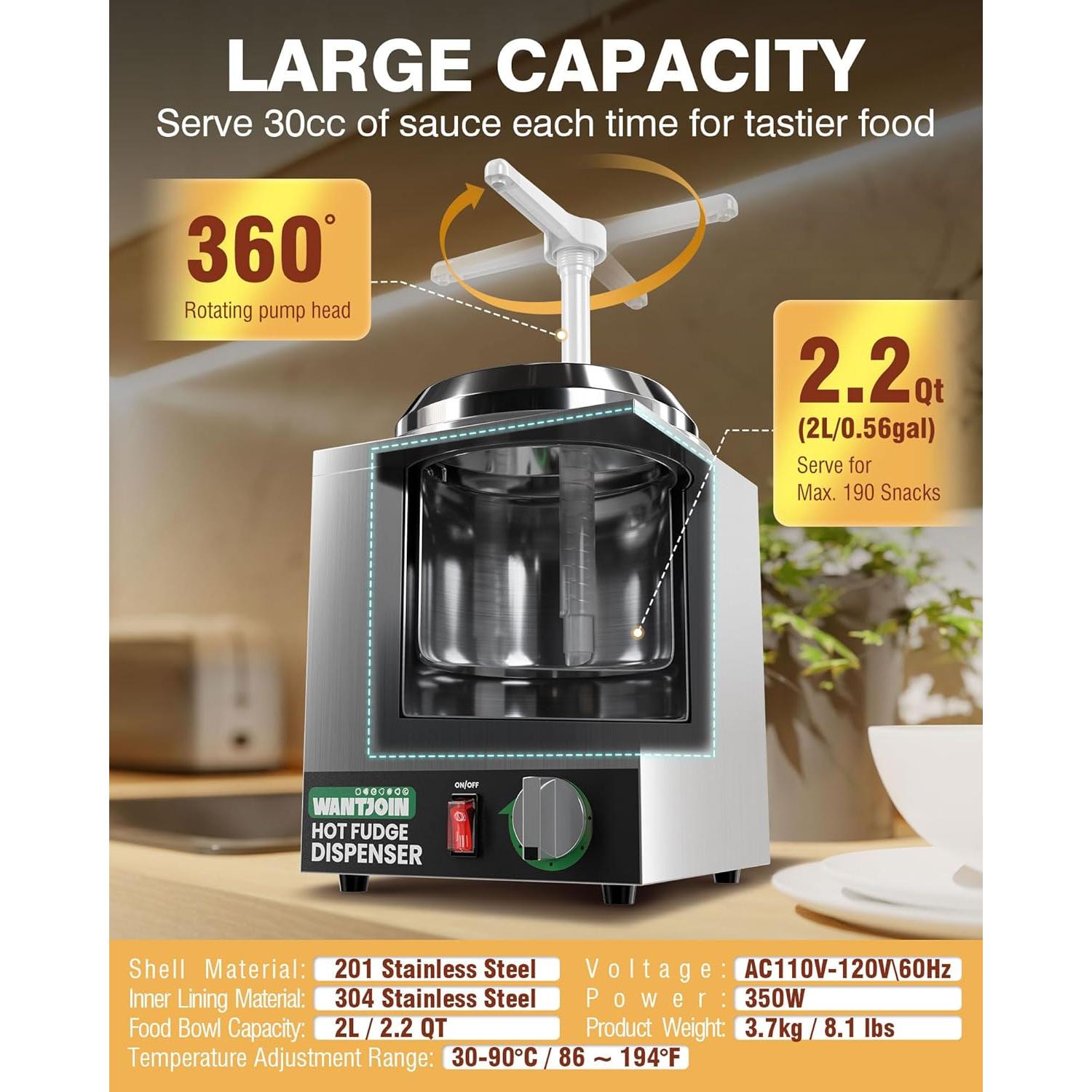 Dispensador de Queso Nacho WantJoin 2.2L Acero Inoxidable