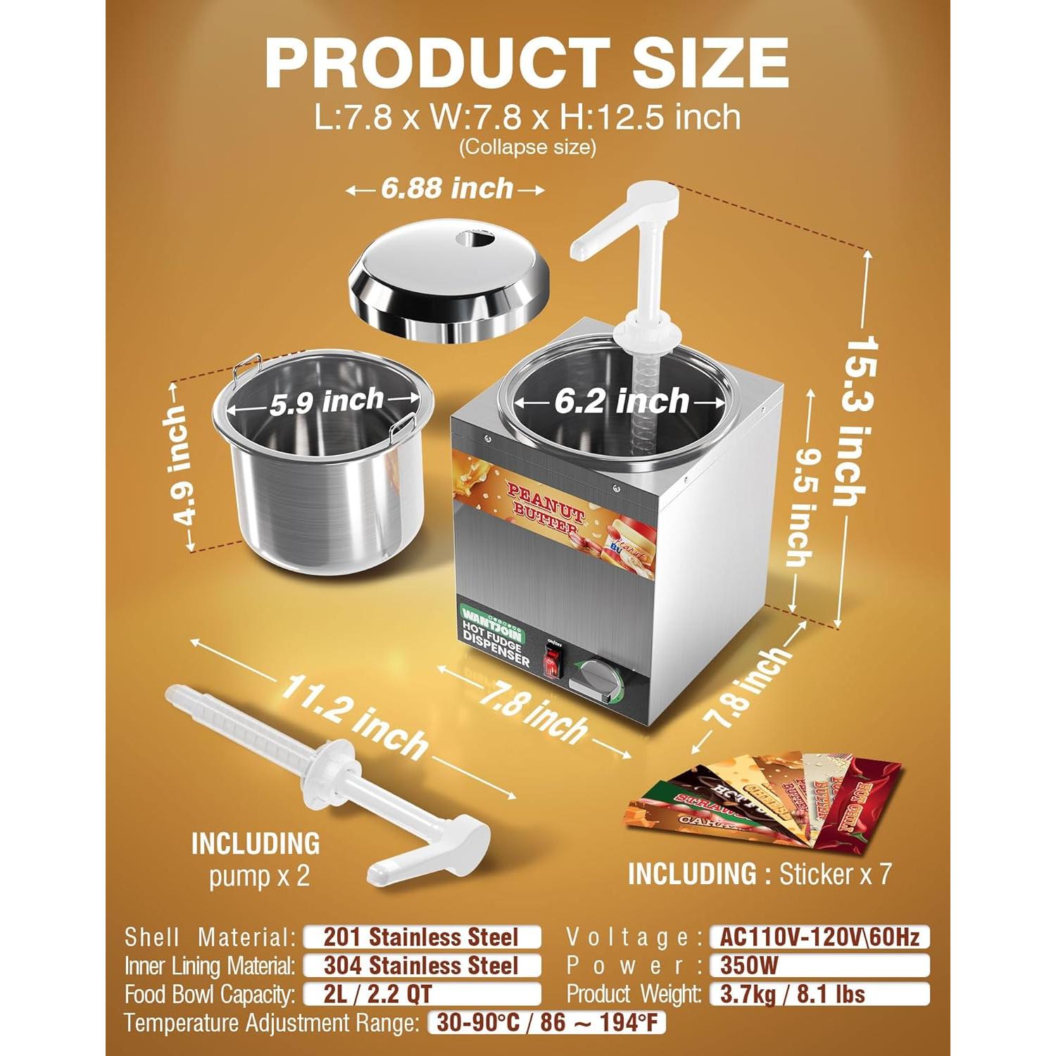 Dispensador de Queso Nacho WantJoin 2.2L Acero Inoxidable