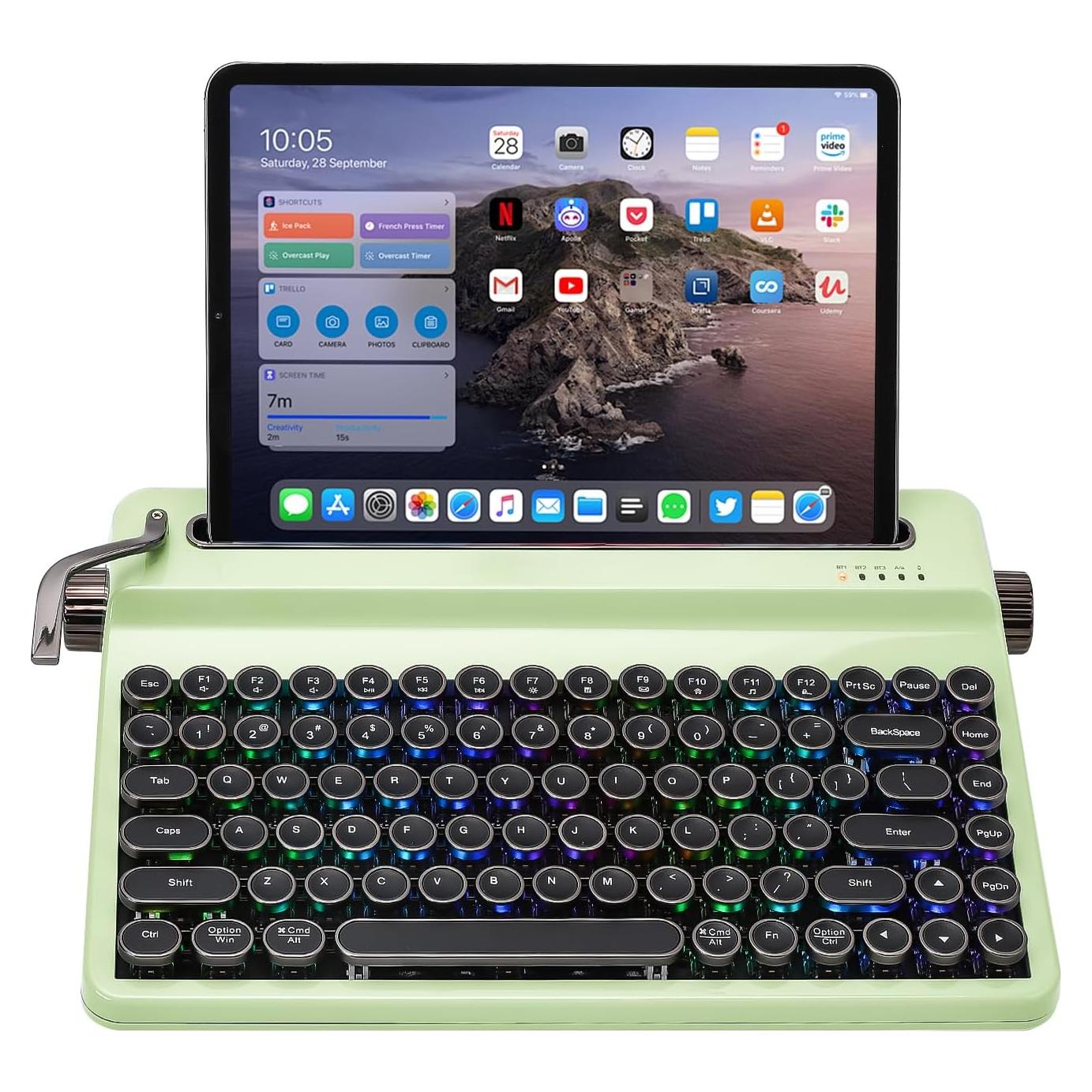 Teclado Mecánico Inalámbrico YUNZII QL75 Retro RGB Verde