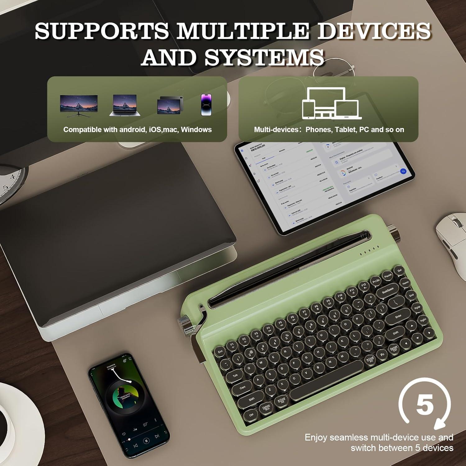 Teclado Mecánico Inalámbrico YUNZII QL75 Retro RGB Verde