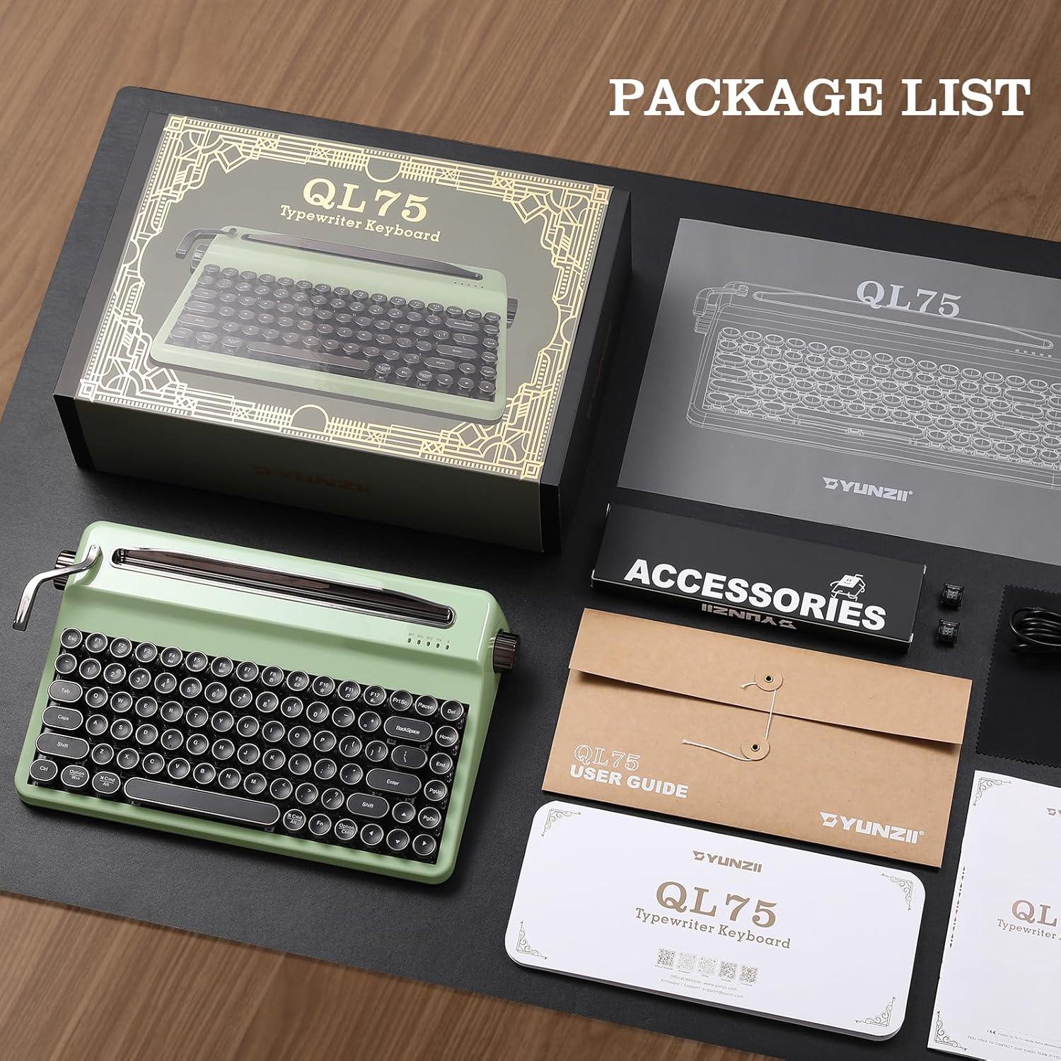 Teclado Mecánico Inalámbrico YUNZII QL75 Retro RGB Verde