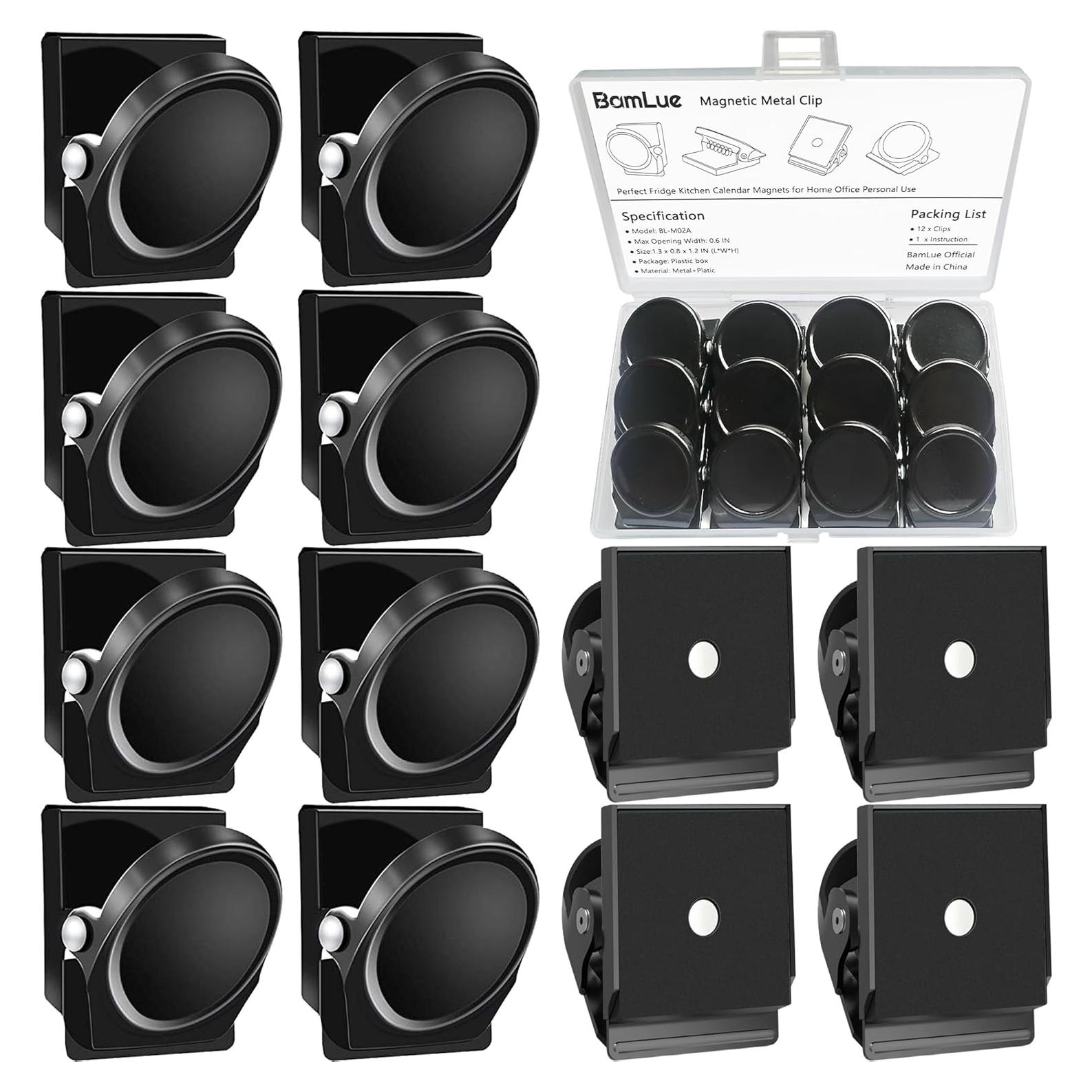 Clips Magnéticos de Metal BamLue - 12 Piezas para Refrigerador