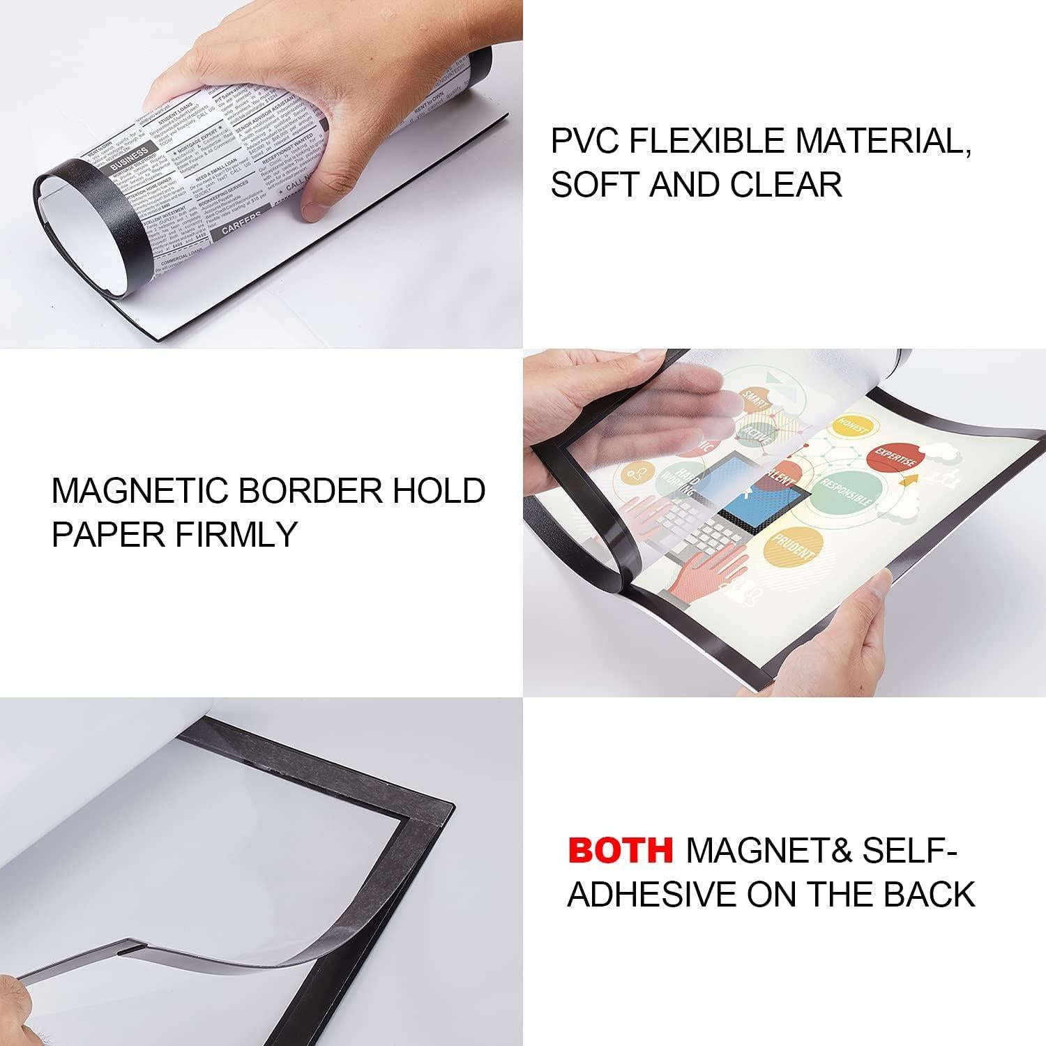 10 Soportes Magnéticos Nellvita 21.6x27.9 cm PVC Autoadhesivos