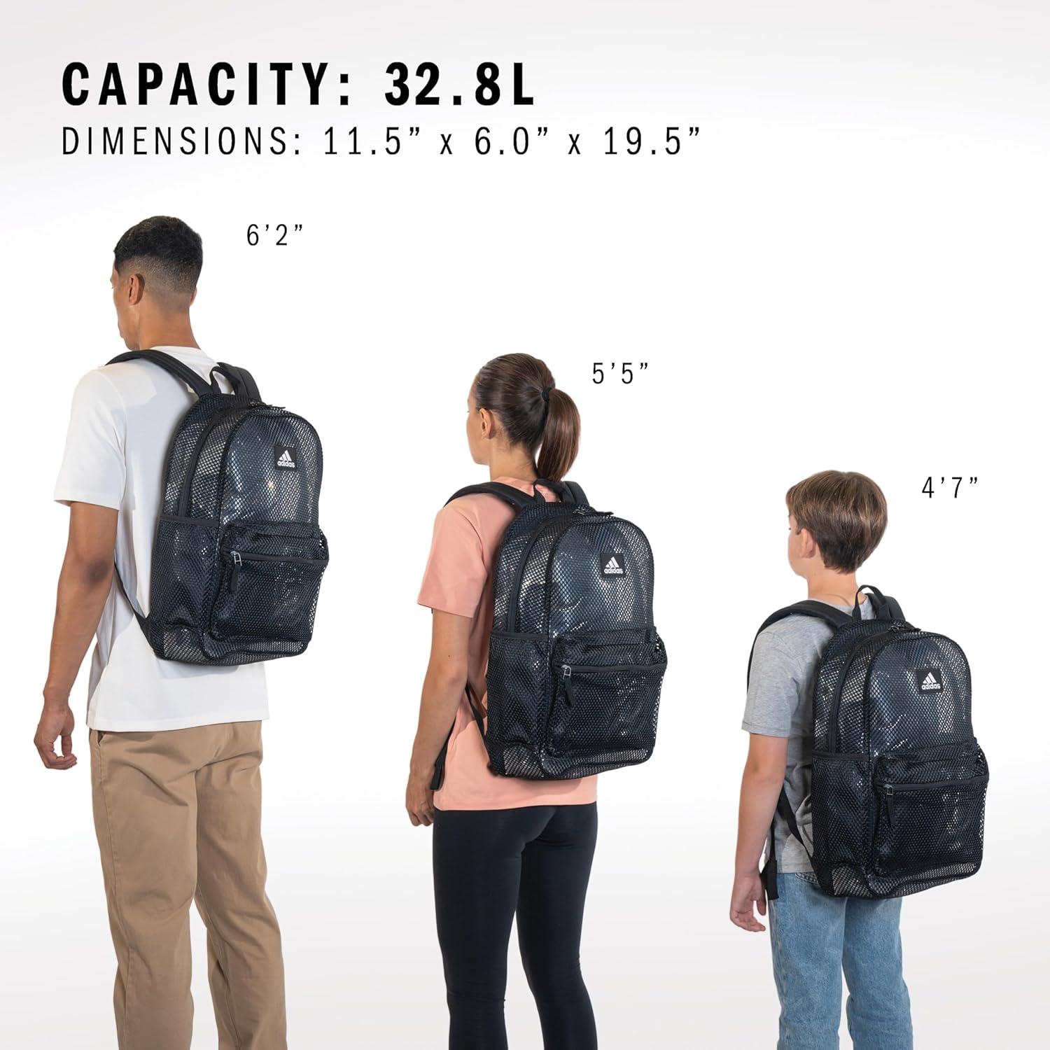 Mochila de Malla Adidas 20L Unisex Negra y Blanca